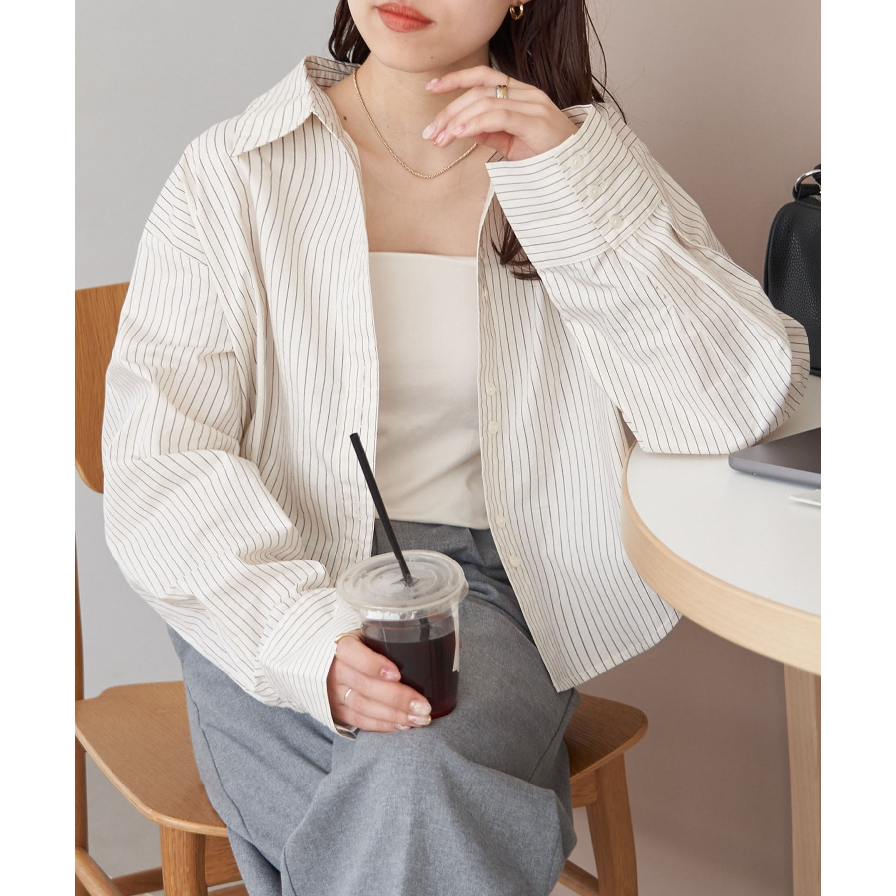 WEB限定】ストライプクロップドシャツ | ファッション通販サイト NUGU