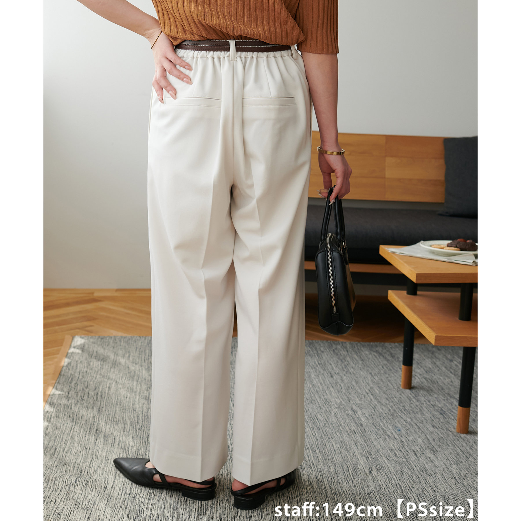 yuyukekelife企画】ベルト付き欲張りストレートタックパンツ