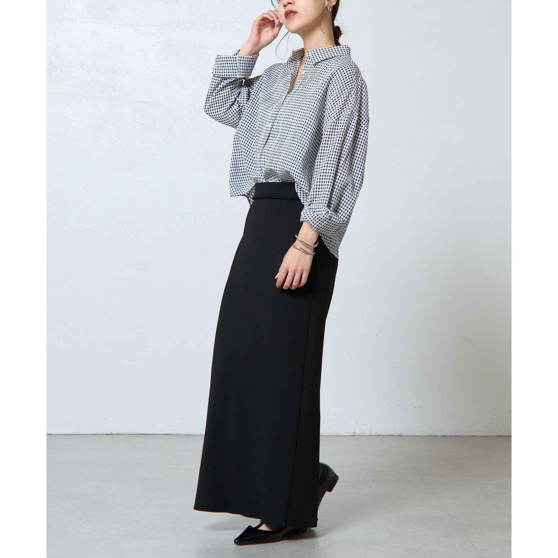 【ブラック】ワッシャーチェック 長袖シャツ LEPSIM｜ワッシャーチェック長袖シャツ | Rakuten Fashion(楽天