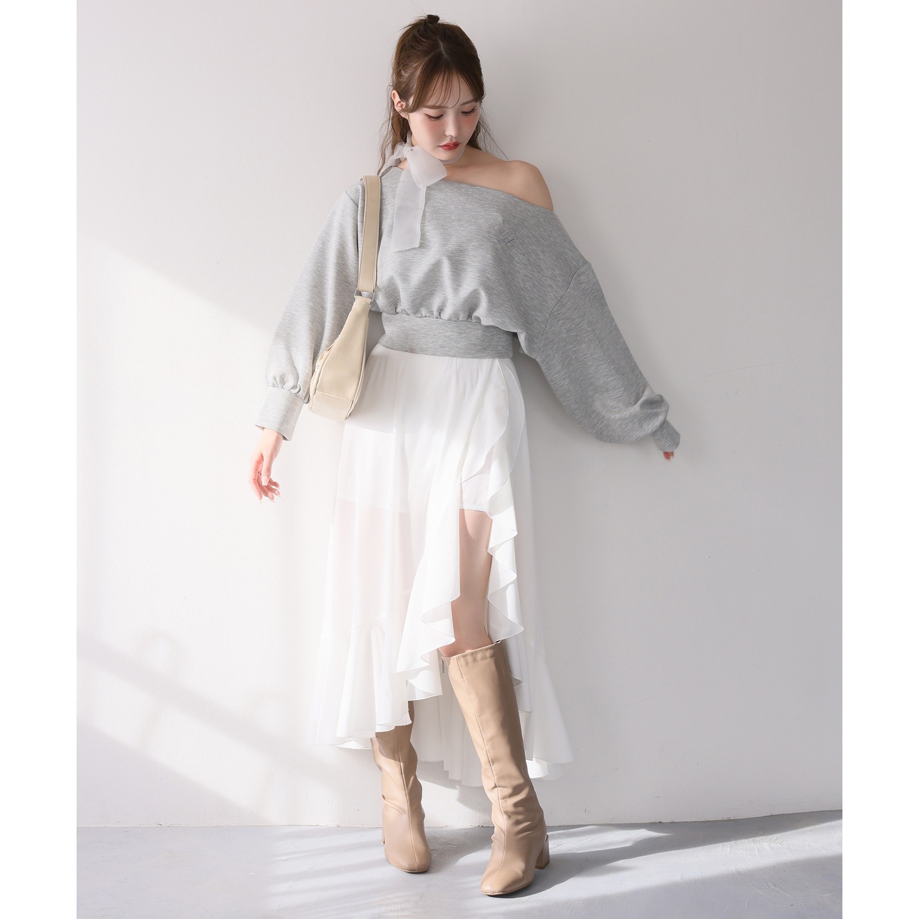 新品オッズオン アシンメトリースカート 179/WG スカート ベルト付きアシンメトリースカート : ZOZOTOWN