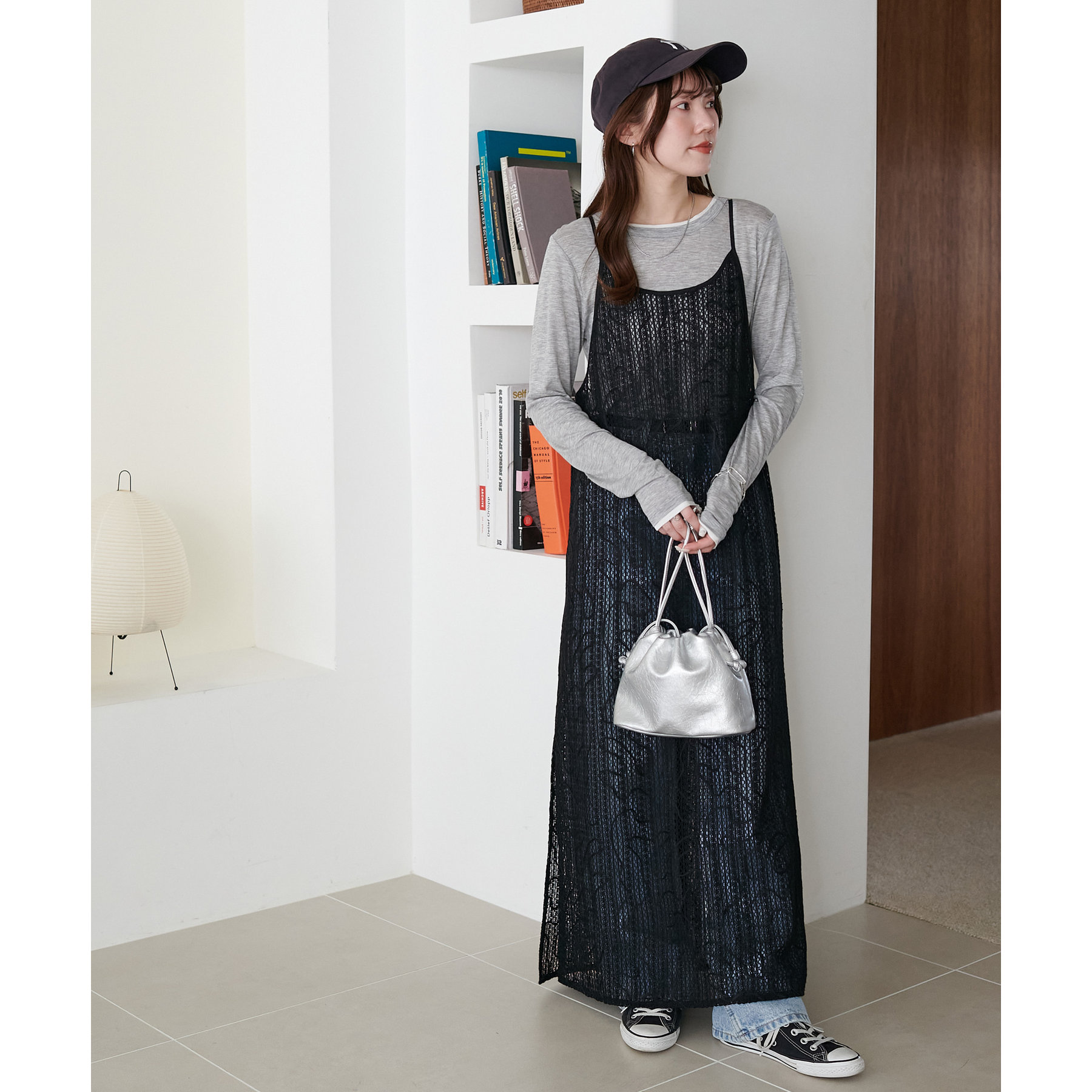 DISCOAT メッシュ編柄キャミワンピース DISCOAT メッシュ編柄キャミワンピース