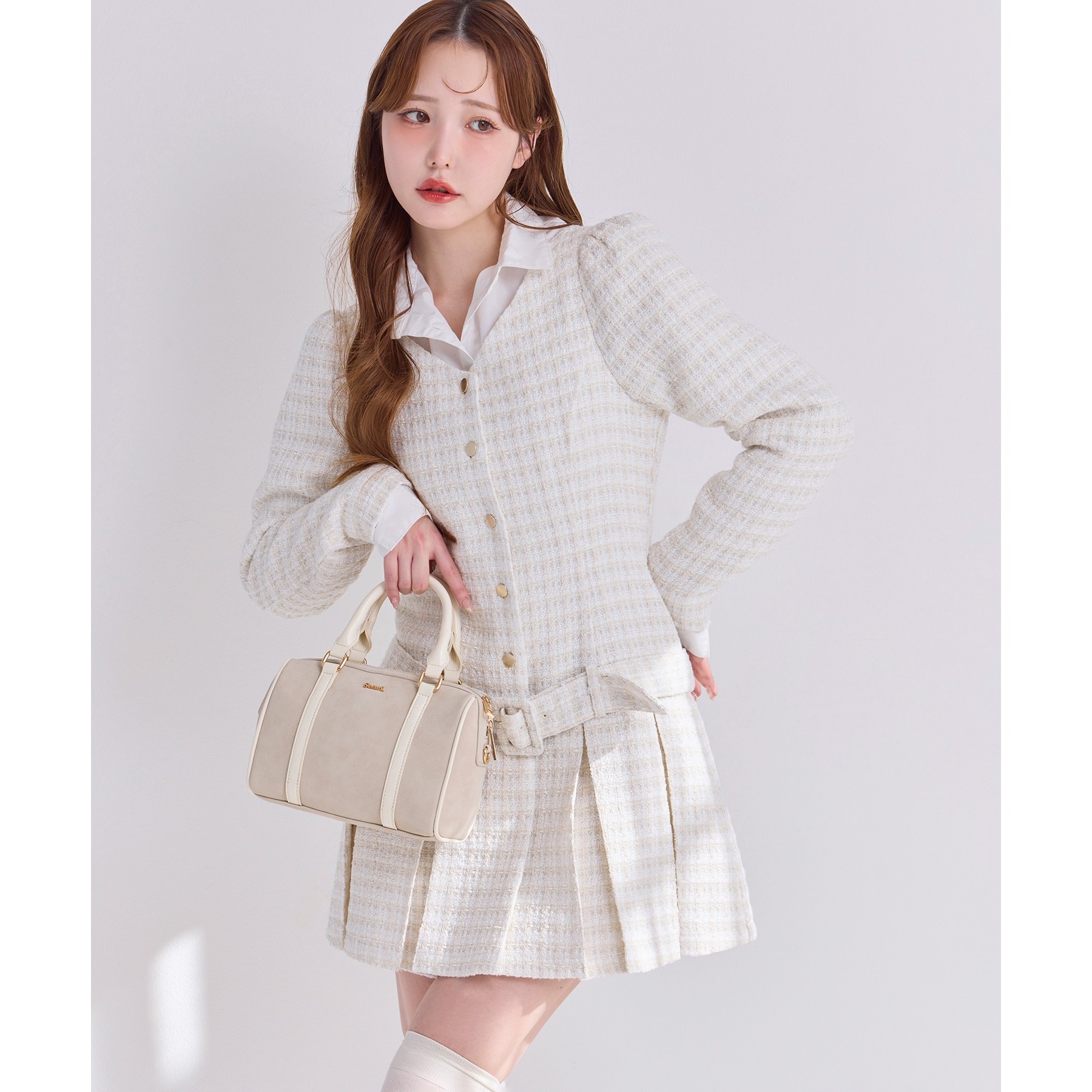 プリーツジャケットワンピース