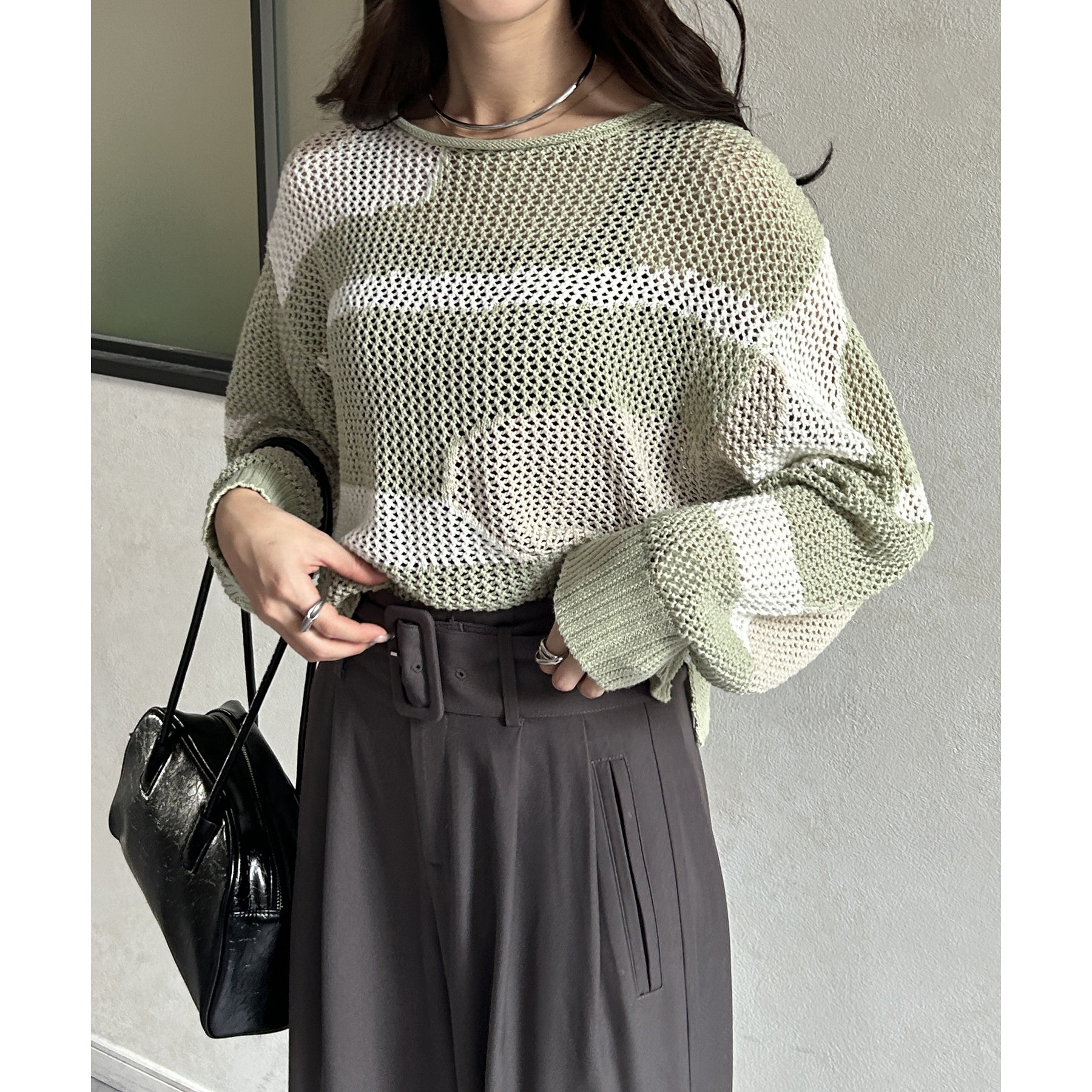 BATONER【新品】メッシュニット スパンコールメッシュニット(F BROWN): トップス｜PMbox P&M