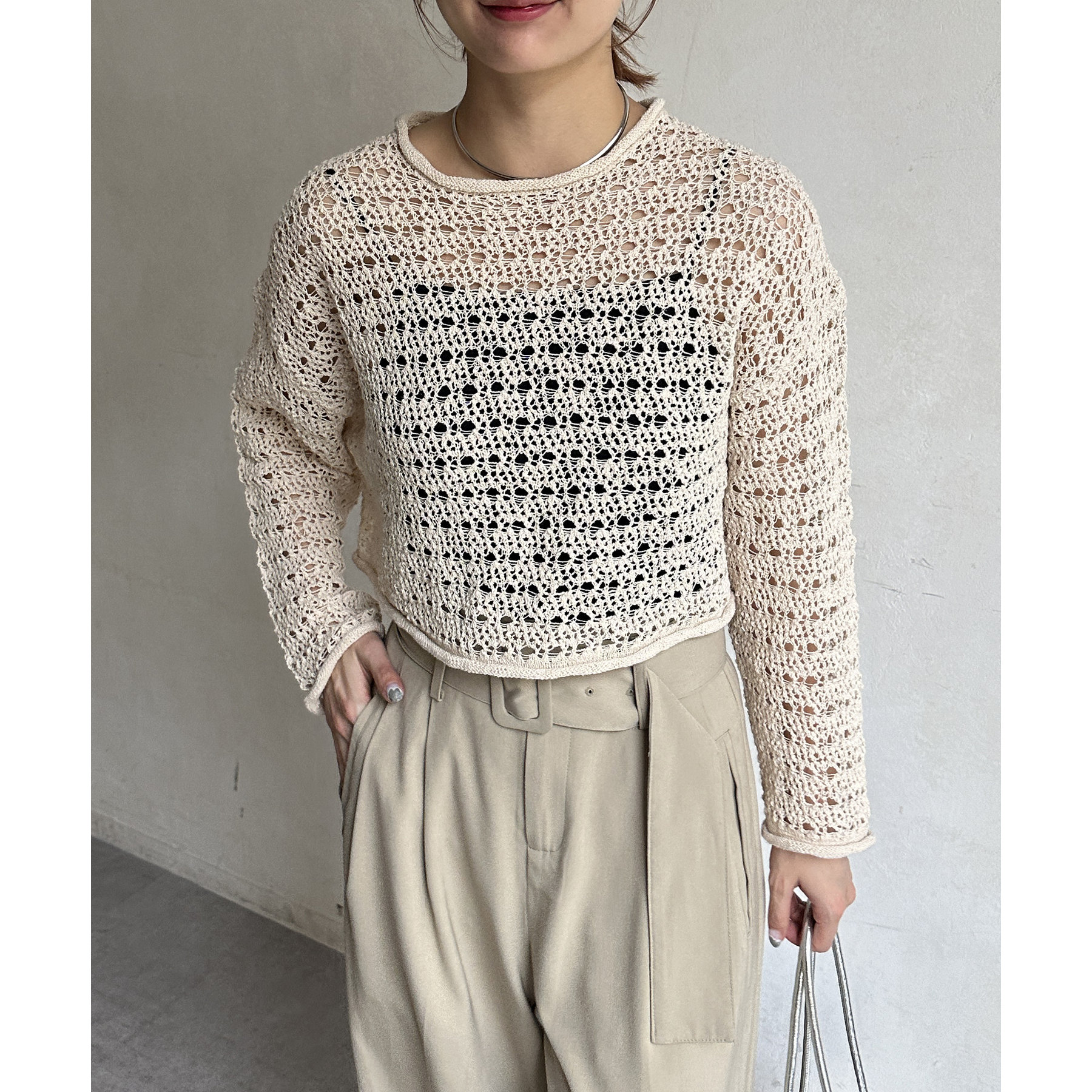 スラブメッシュニットプルオーバー | ファッション通販サイト NUGU