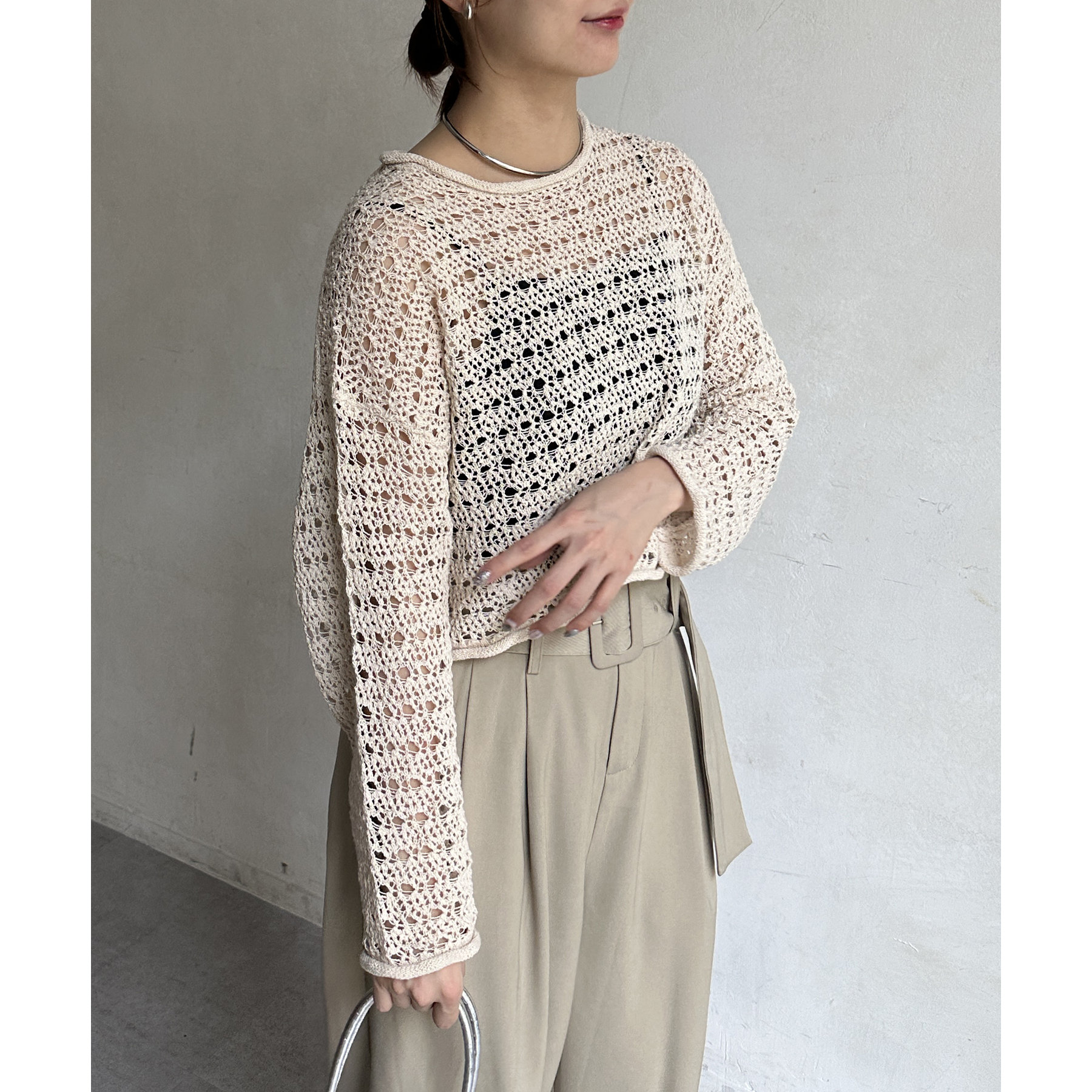 スラブメッシュニットプルオーバー | ファッション通販サイト NUGU