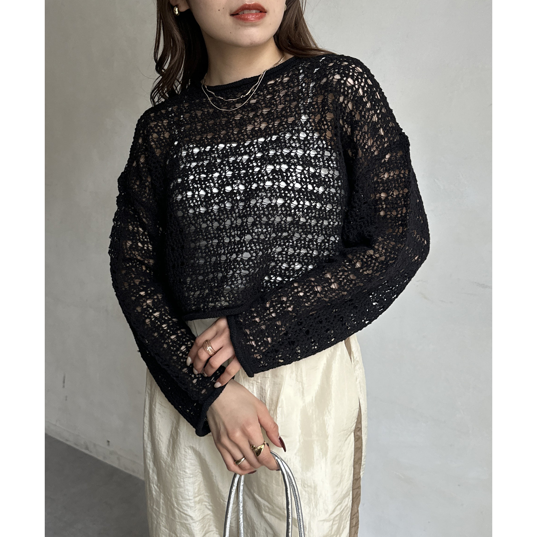 スラブメッシュニットプルオーバー | ファッション通販サイト NUGU