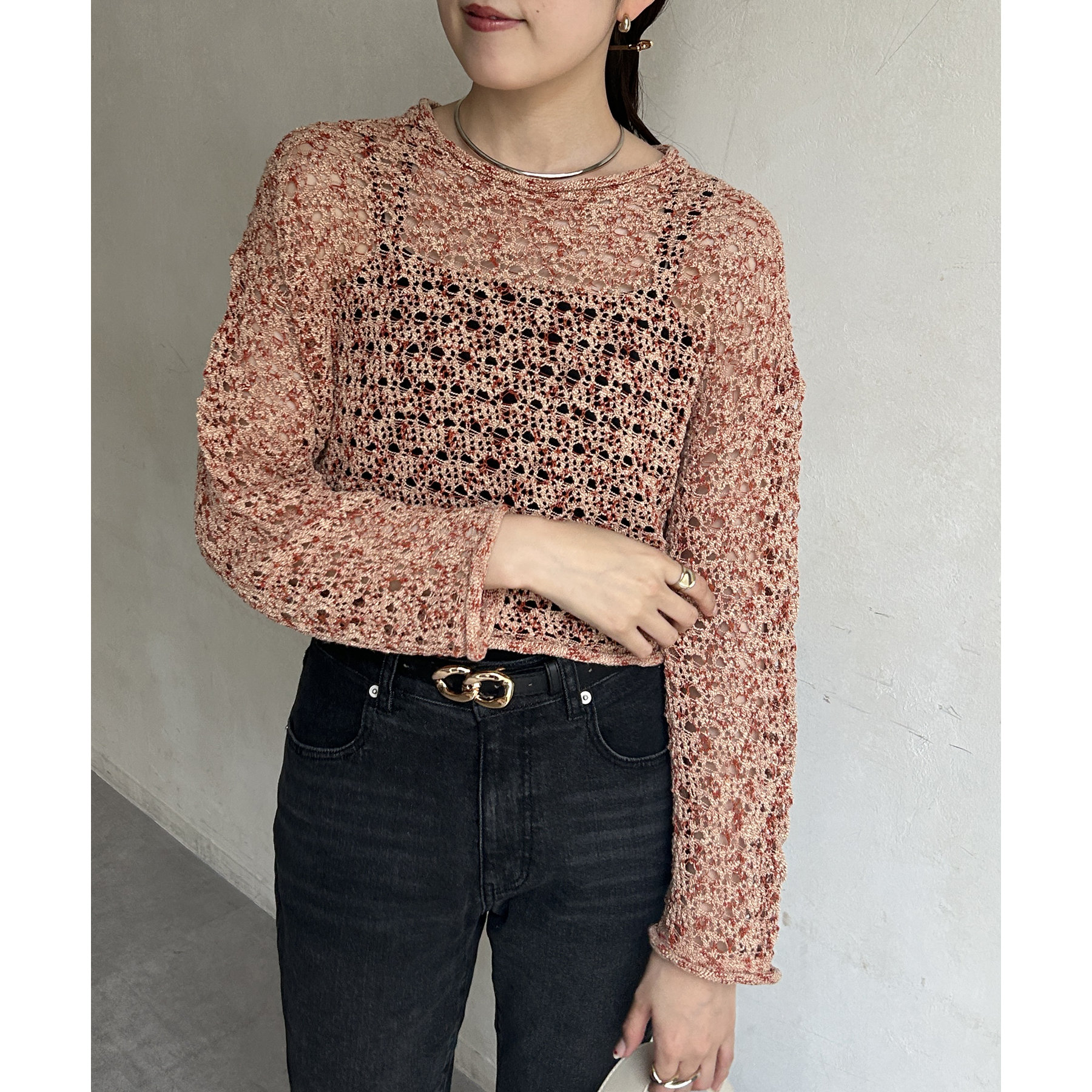 スラブメッシュニットプルオーバー | ファッション通販サイト NUGU