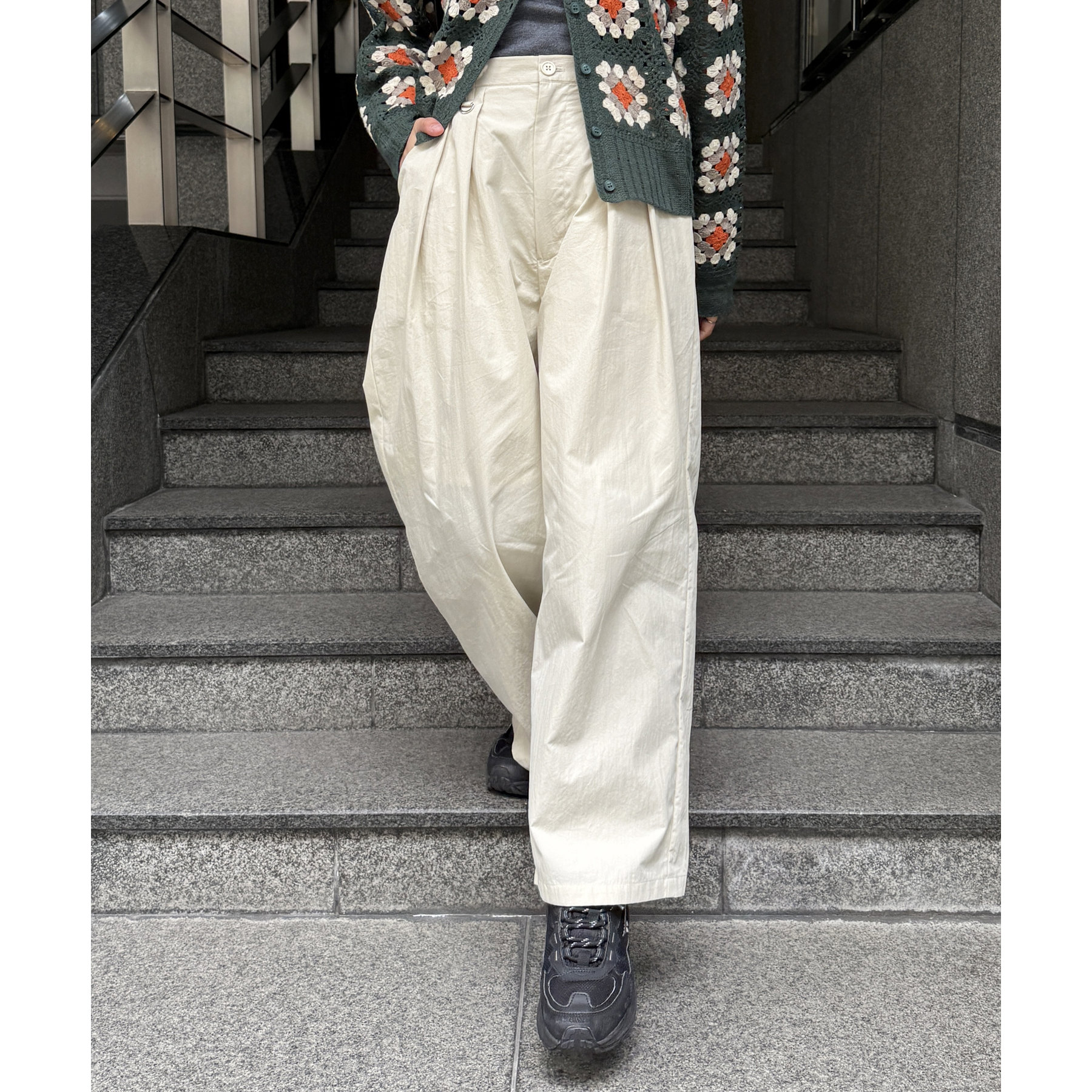 CPCM 冷感NCタックワイドパンツ　M ベージュ セール】冷感タックワイドパンツ（その他パンツ）｜CPCM