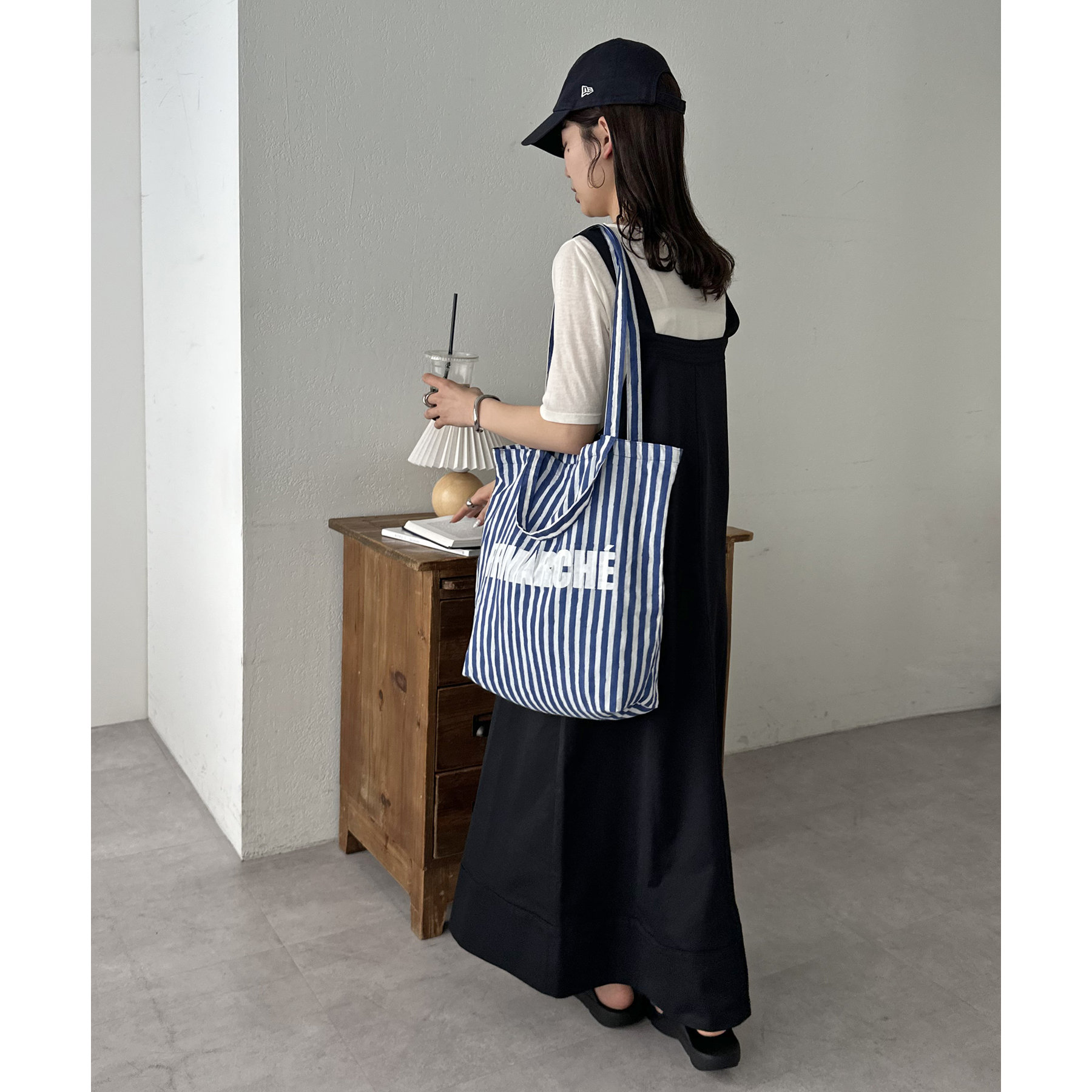 ふるりマルシェ】ブロックプリントストライプトートバッグ