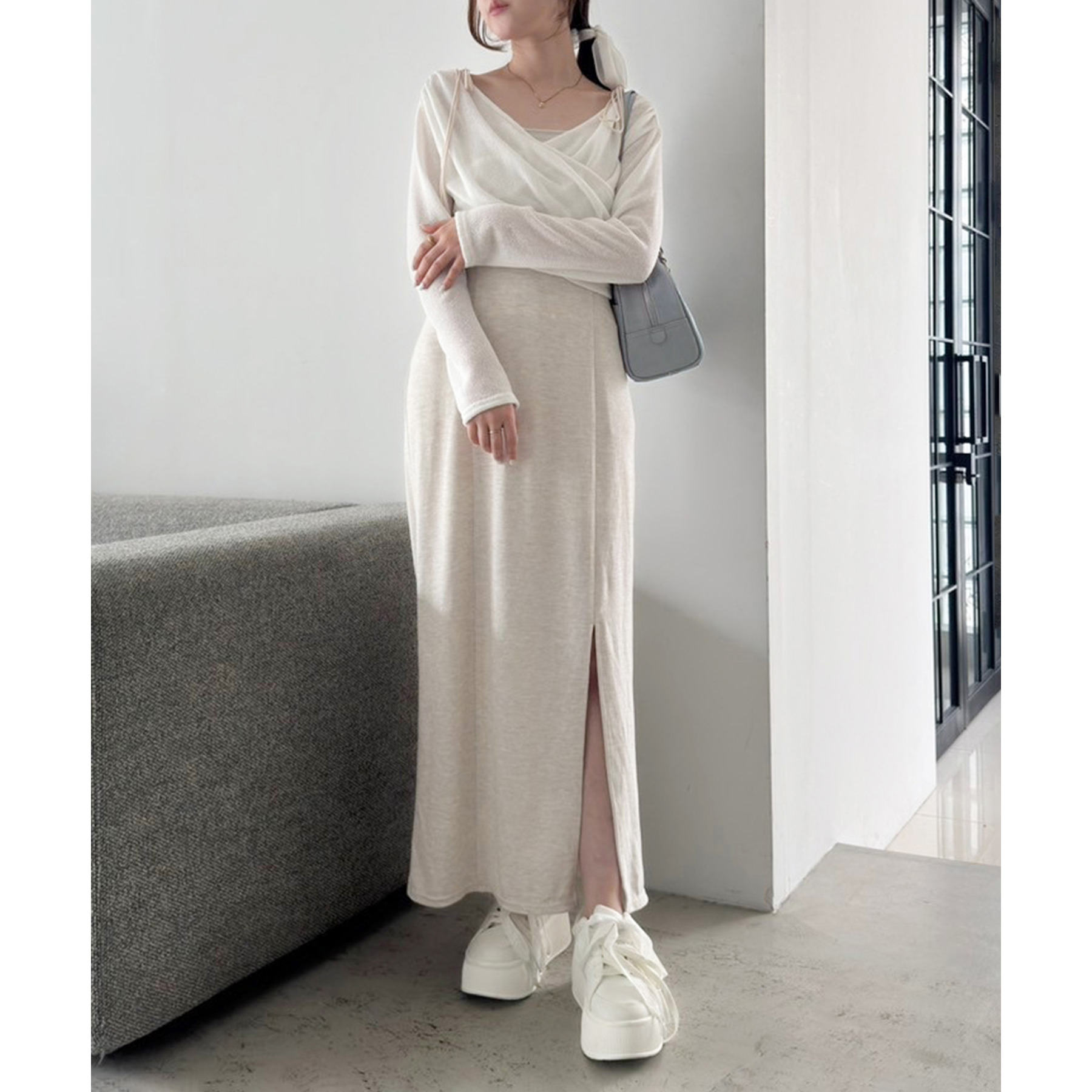 セットアップ カシュクールトップス キャミワンピース ロング丈 2点セット キャミワンピース カシュクールトップス ワンピース