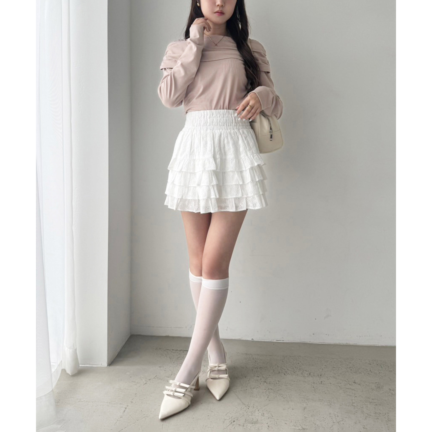 【COAST】Ruffled フリルスカートメッシュブライドメイドミディ Tiered Frill Long Tight Skirt