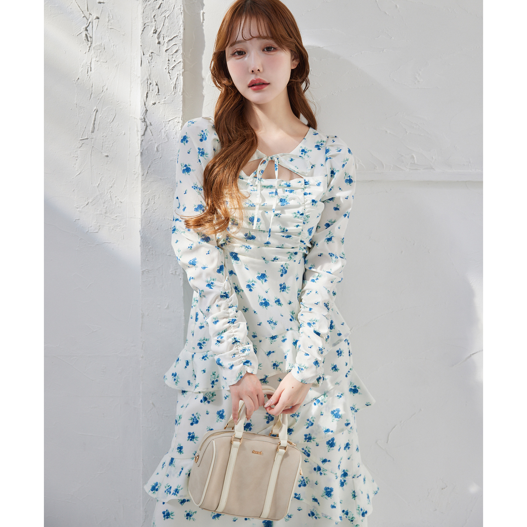 【推し活collection】シャーリングリボンワンピース