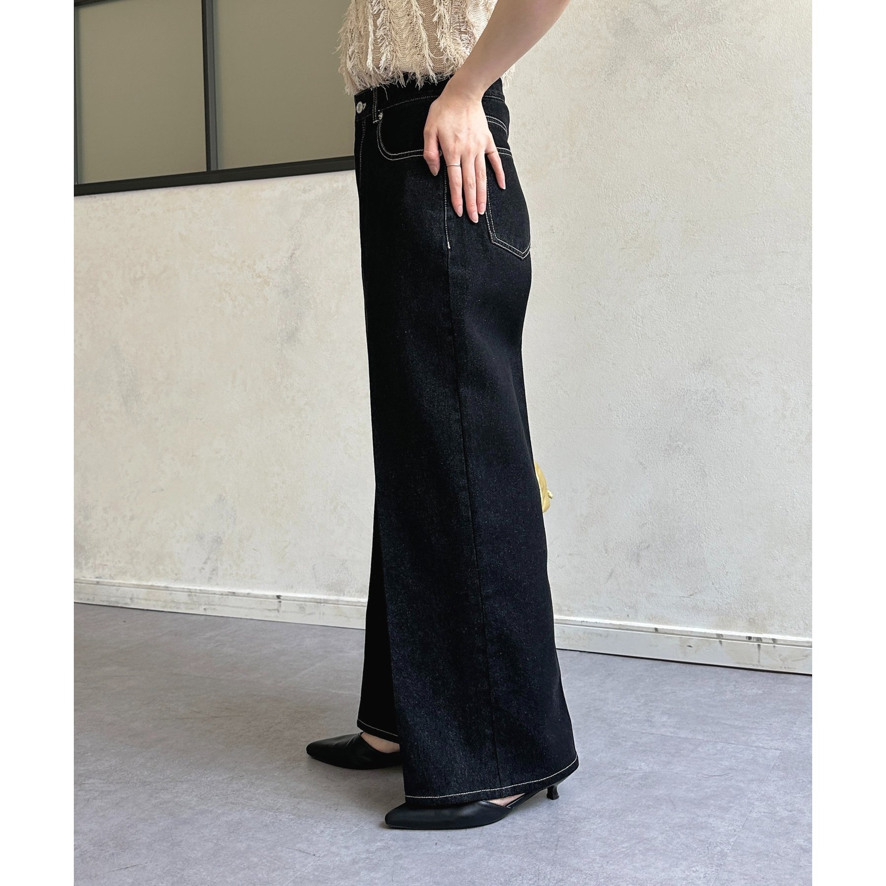 Yuna企画】ハイウエストストレートデニムパンツ | ファッション