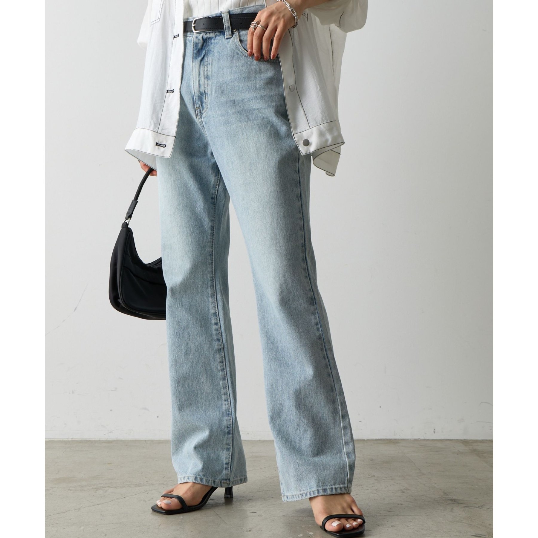 デニムのフレアジーンズ CLEL】Vintage Design Flare Denim Pants /ヴィンテージデザイン