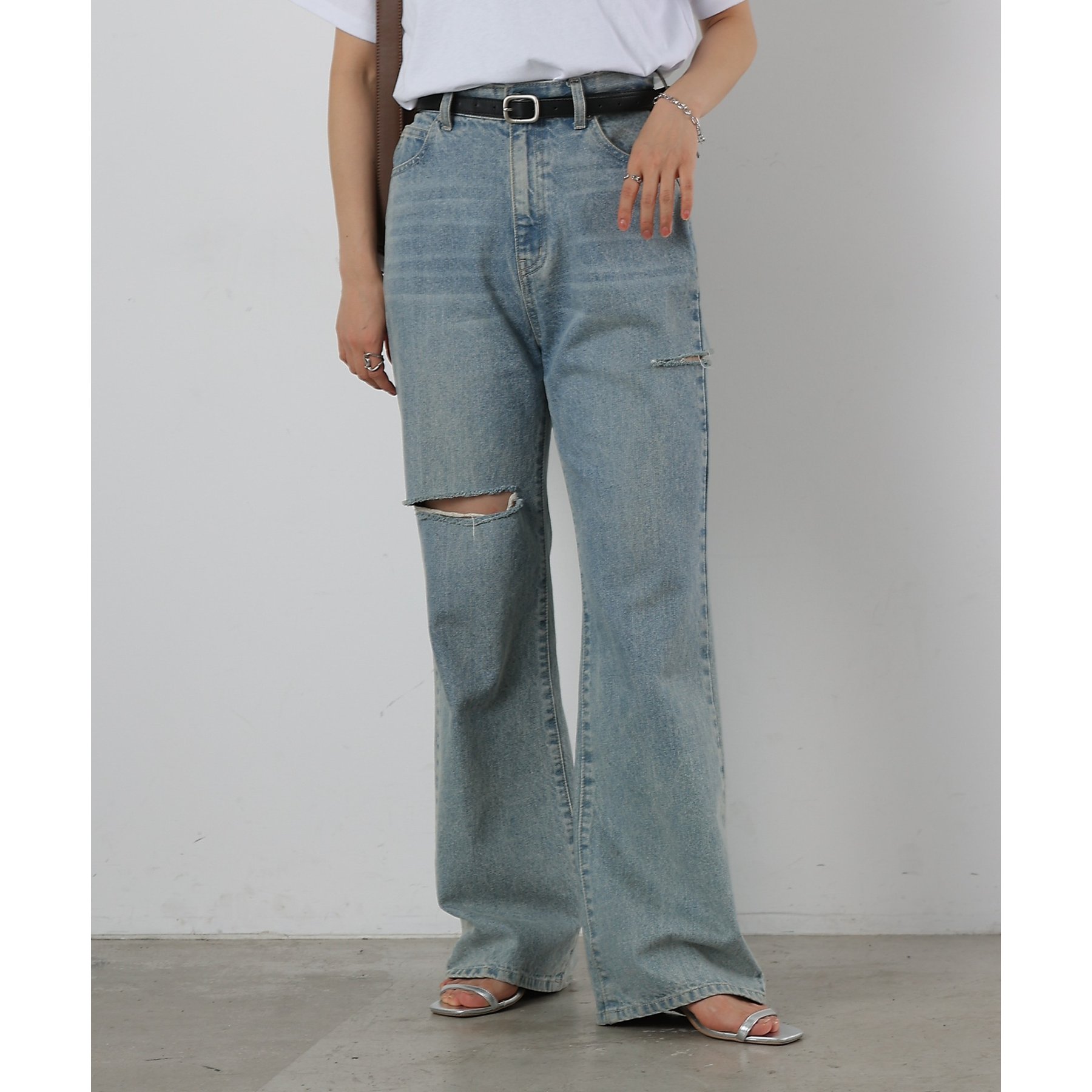 S～Lサイズ展開】ダメージデニムパンツ | ファッション通販サイト NUGU