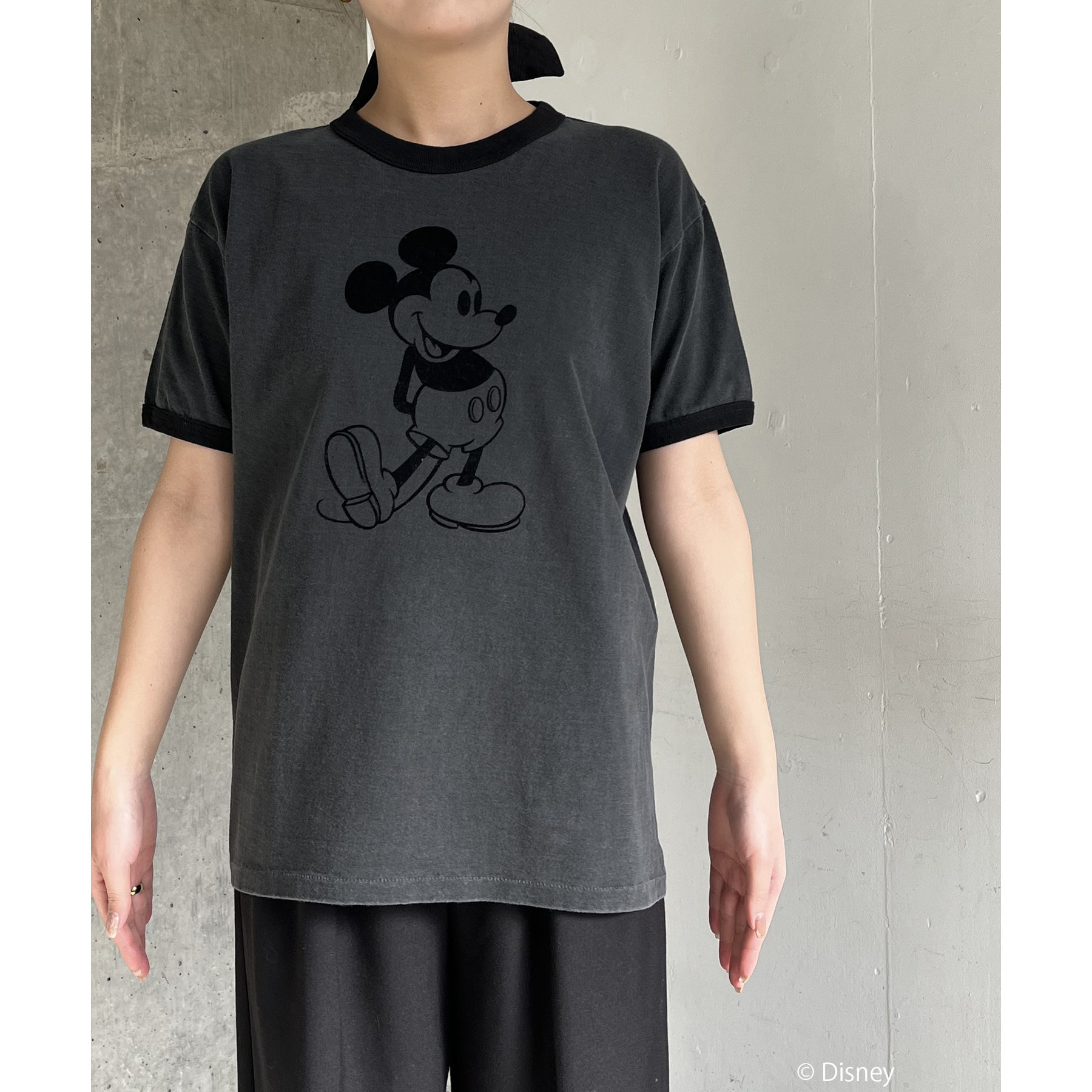 【GOOD ROCK SPEED】MICKEY フロッキープリントリンガーT GOOD ROCK SPEED】MICKEY フロッキープリントリンガーT