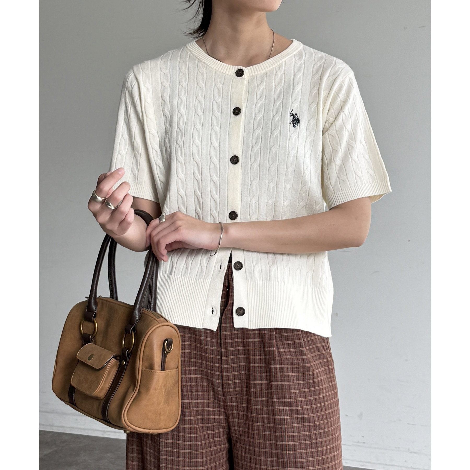U.S. POLO ASSN.】ケーブルニット半袖カーディガン