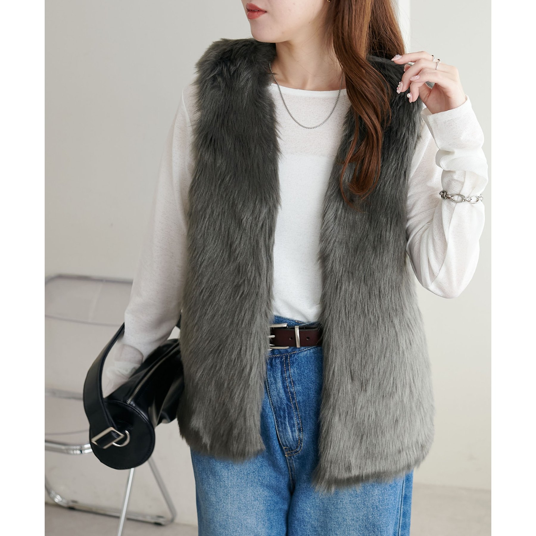 WEB限定】ロングファーベスト | ファッション通販サイト NUGU