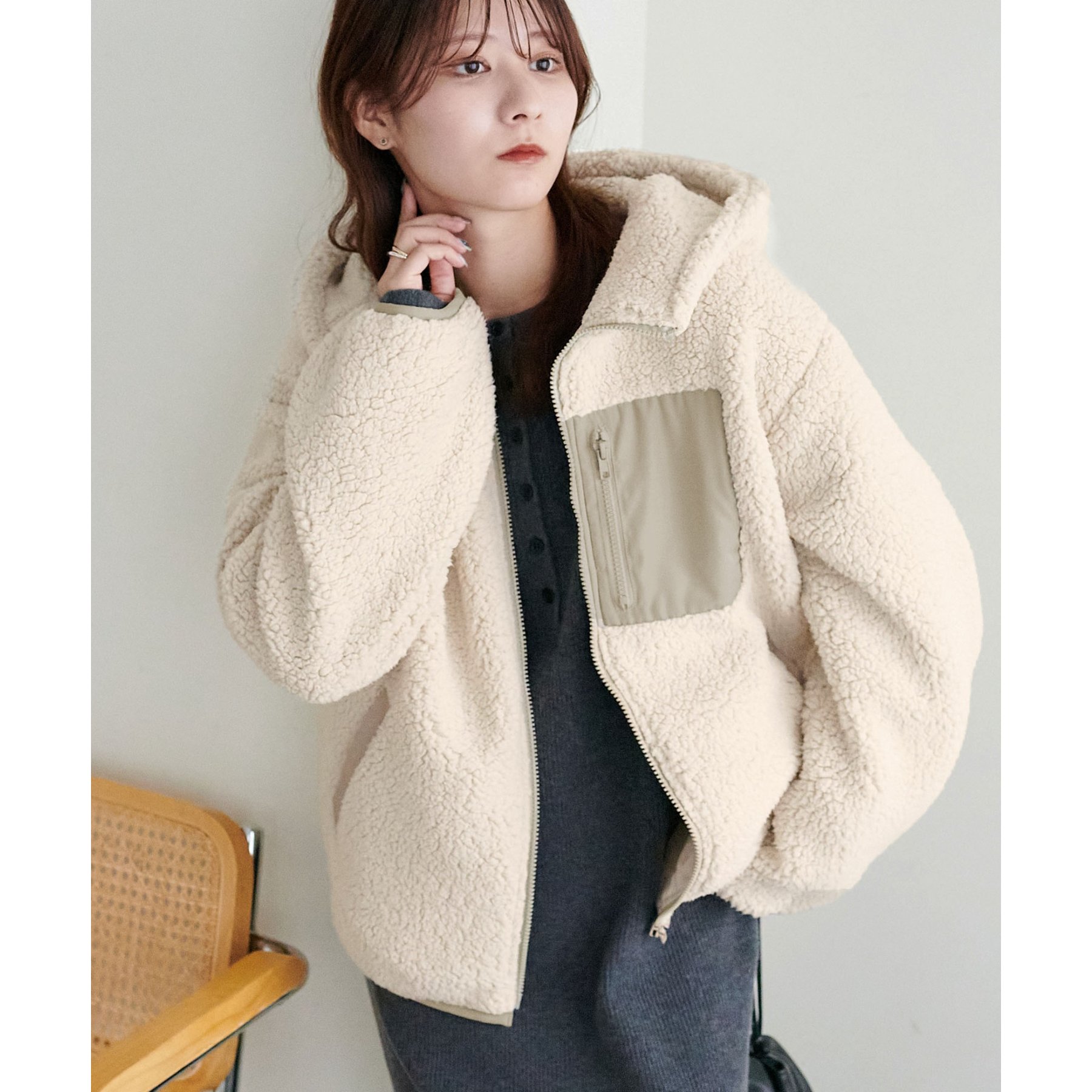 【Discoat】ブークレミドルコート Te chichi（テチチ）の「ブークレスタンドミドルコート（その他