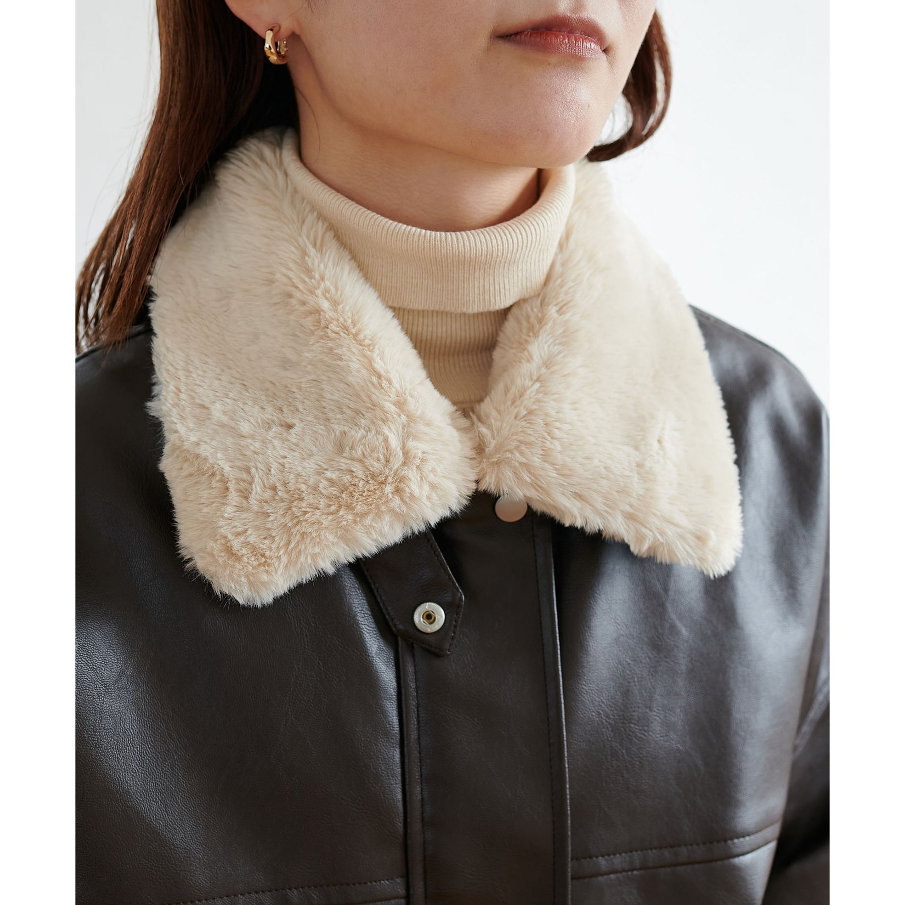 WEB限定】ティペット付レザーブルゾン | ファッション通販サイト NUGU