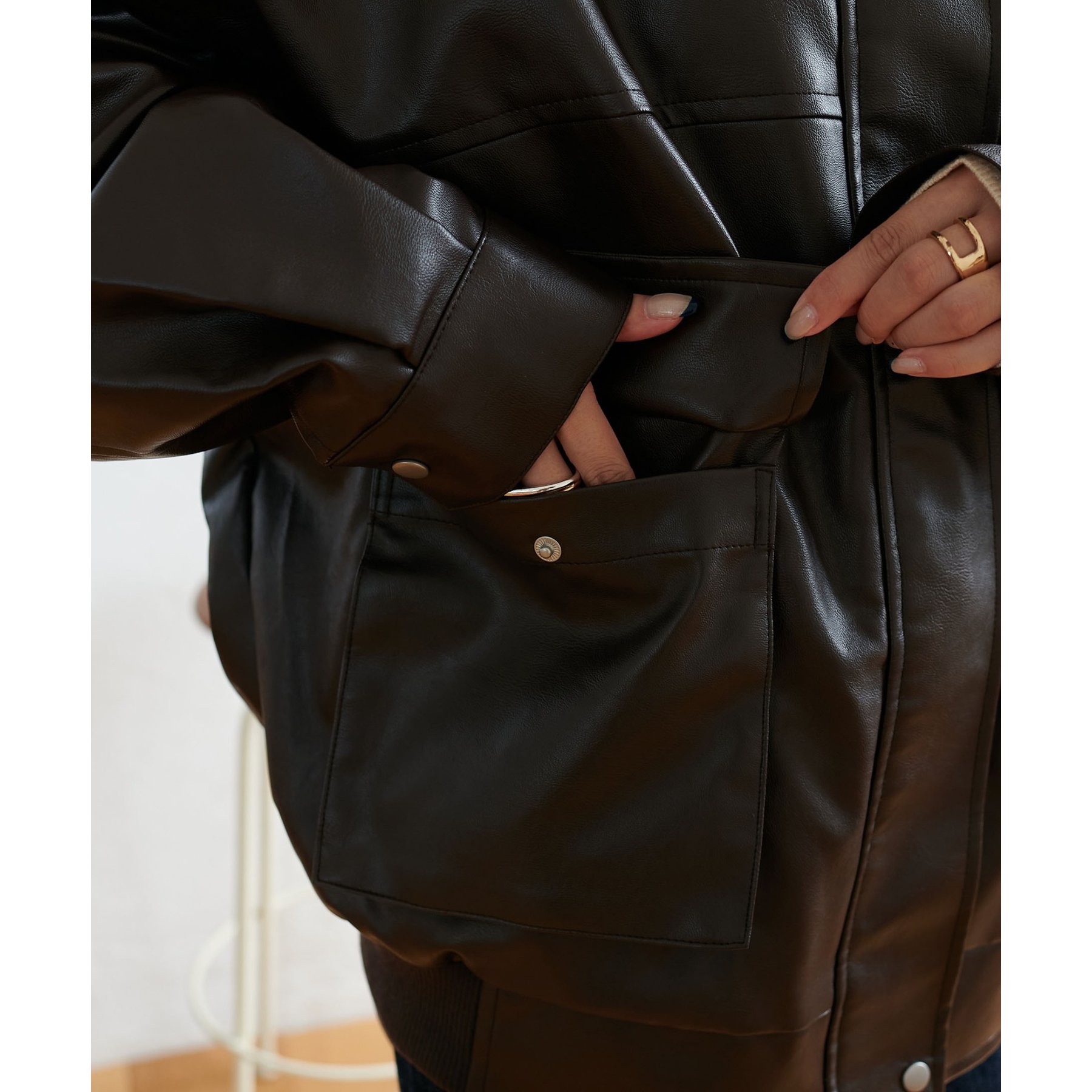 WEB限定】ティペット付レザーブルゾン | ファッション通販サイト NUGU