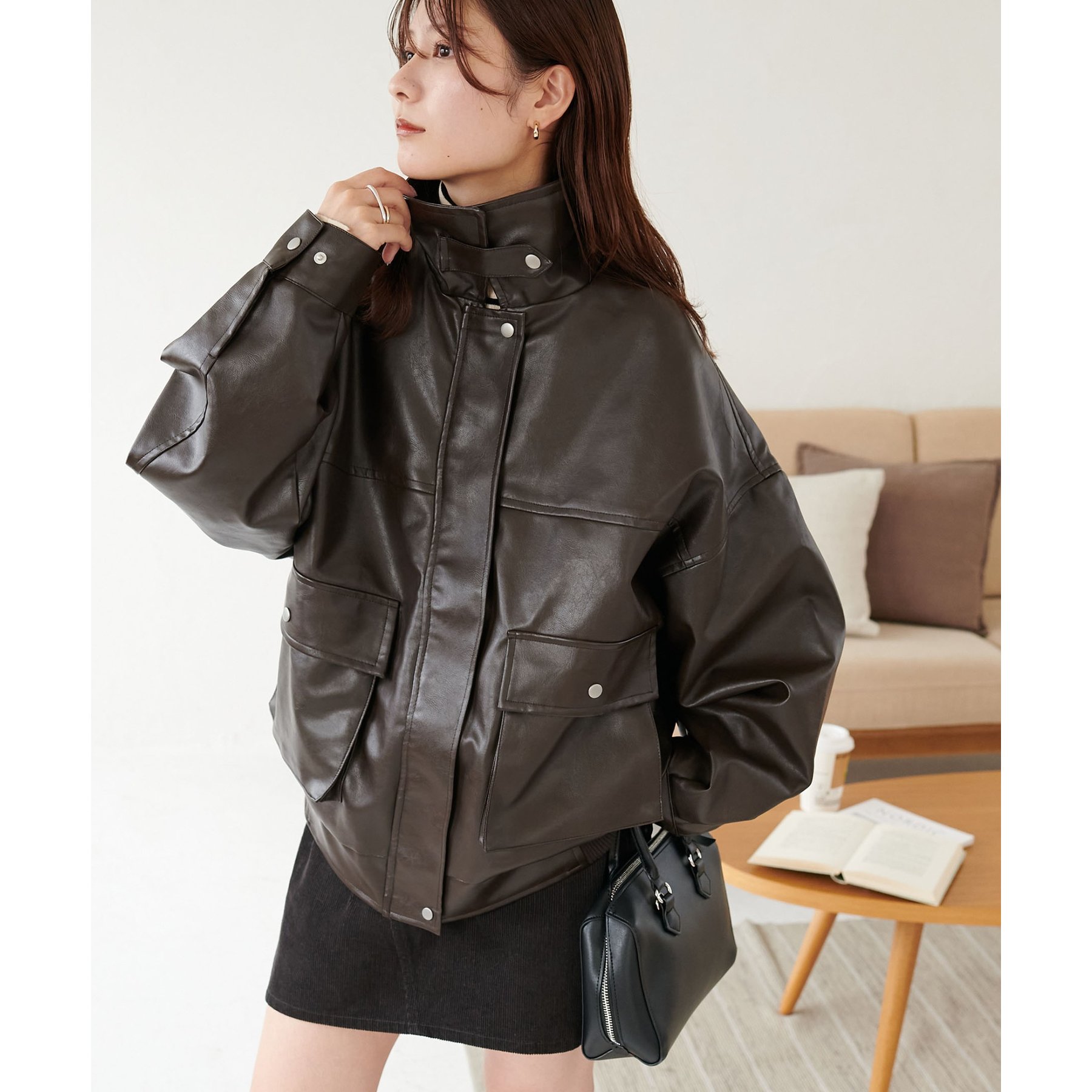 WEB限定】ティペット付レザーブルゾン | ファッション通販サイト NUGU