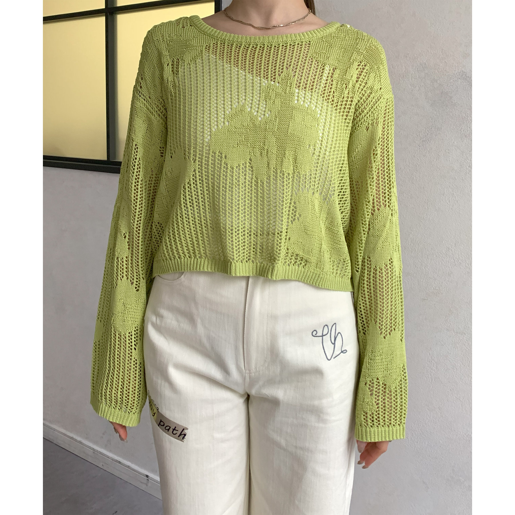 Discoat - ◎新品◎ ジャガードメッシュニット 大きめサイズ アイボリー WEARWELL ジャガードメッシュニット | ファッション通販サイト NUGU