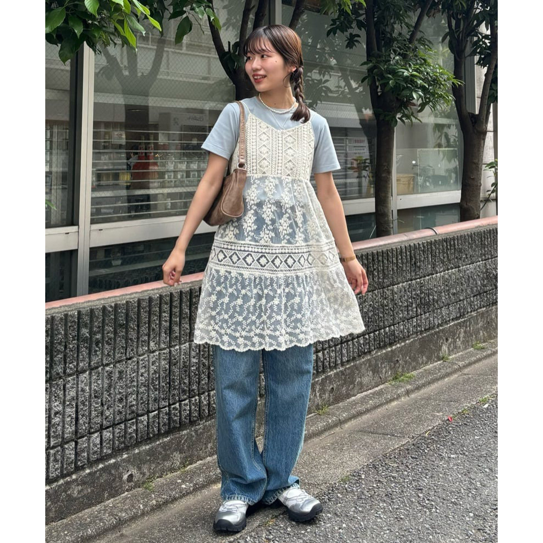 異素材レース使いミニワンピース Discoat｜異素材レース使いミニワンピース | Rakuten Fashion