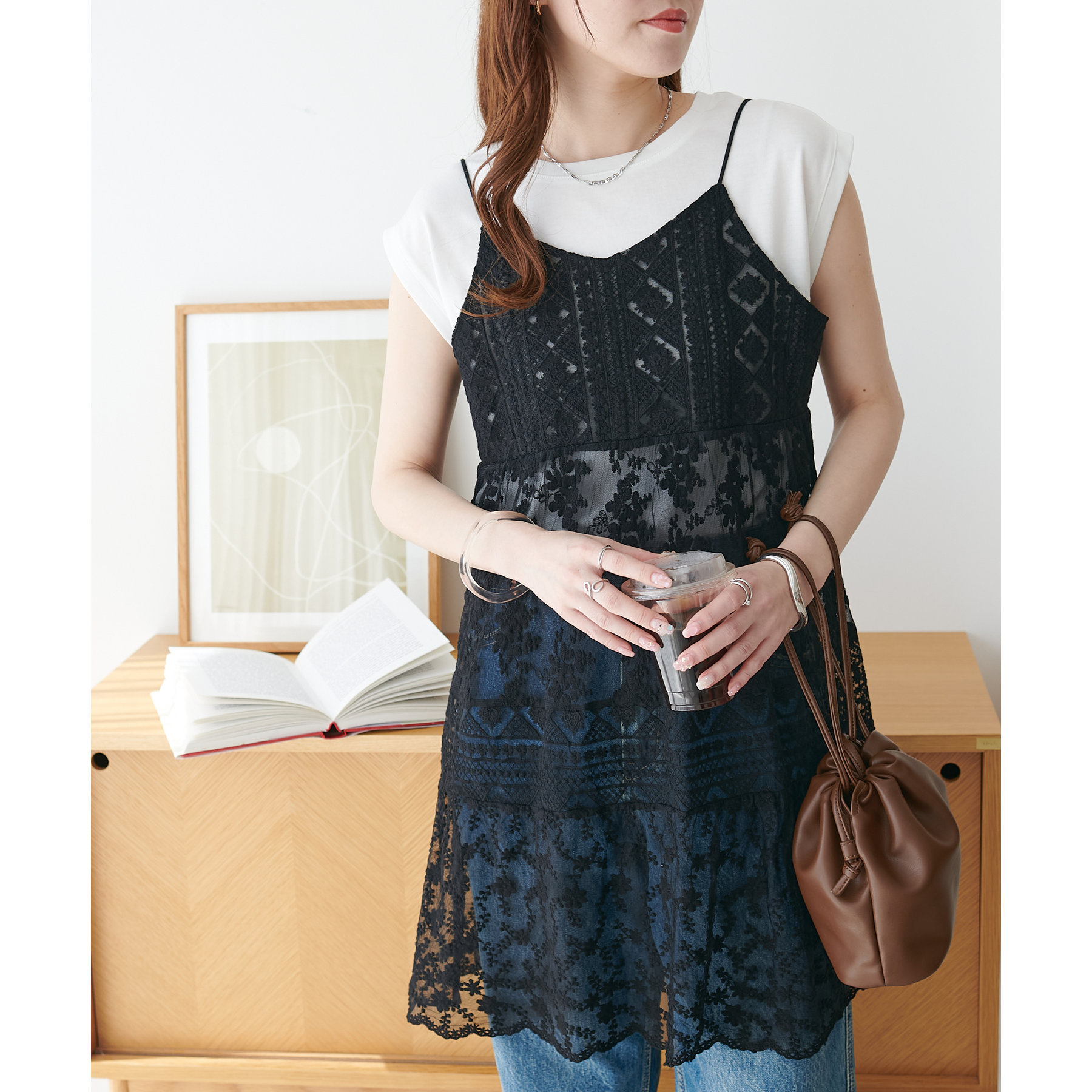 異素材レース使いミニワンピース | ファッション通販サイト NUGU