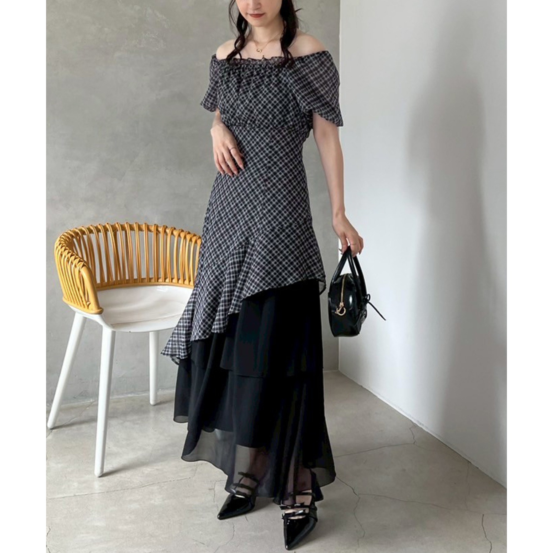 Black collection】イレヘムティアードロングワンピース