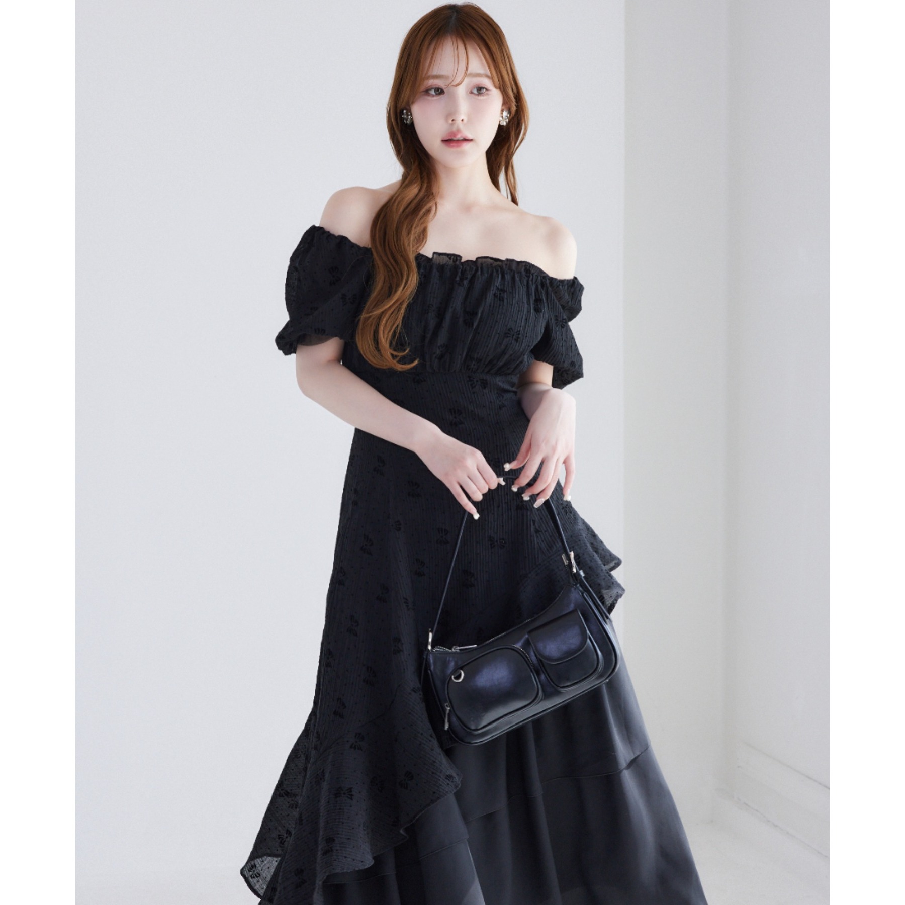 大人気新品をすべて Black collection】イレヘムティアードロングワンピース ワンピース