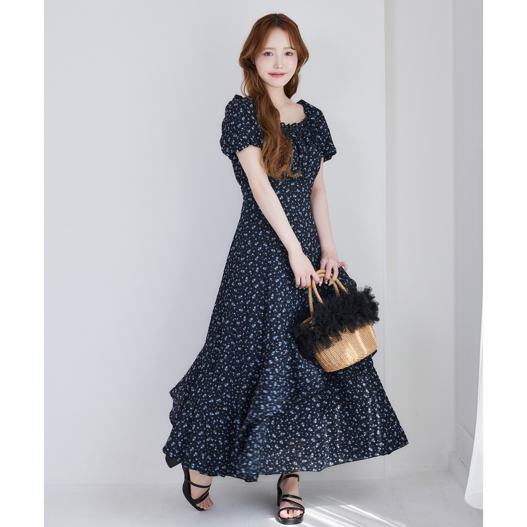 NICE CLAUP イレヘムティアードロングワンピース　ブラック one after another NICE CLAUP｜【Black collection】イレヘム