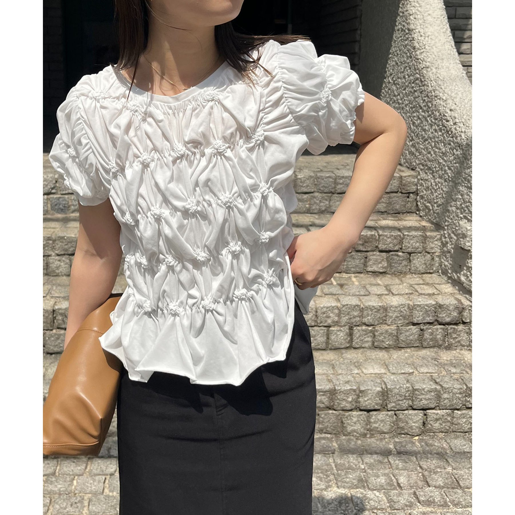 WEB限定カラー/ブラウン追加】シャーリングホイップTシャツ