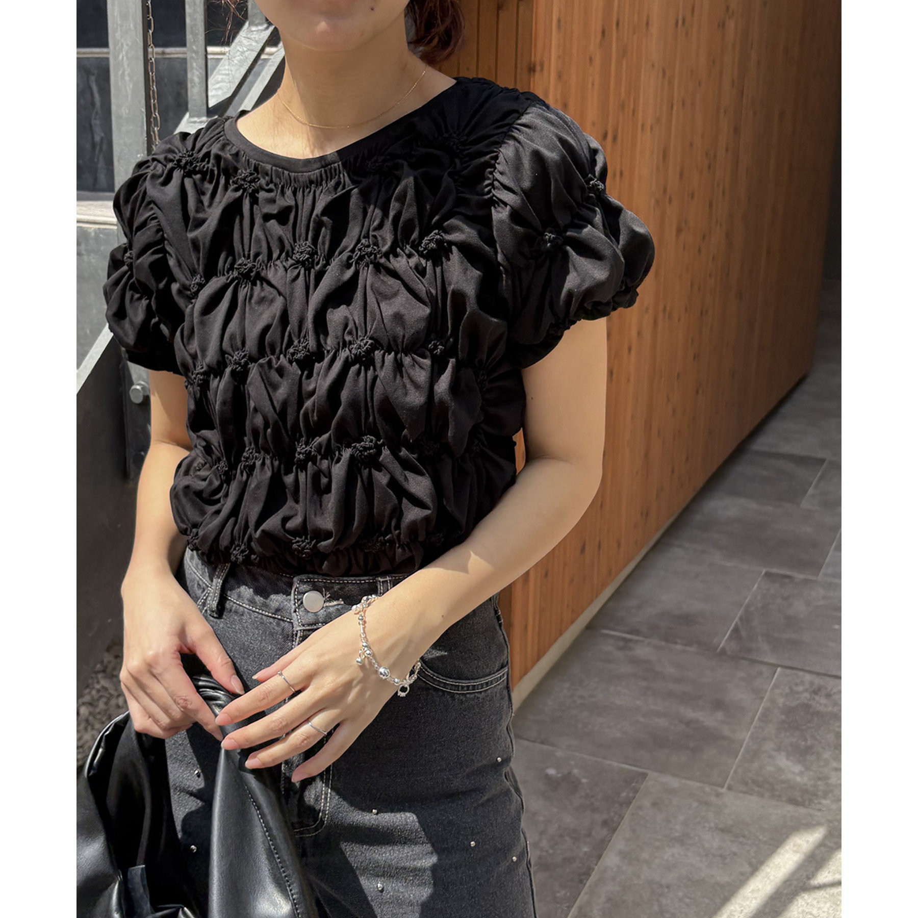 CAPRICIEUX LE'MAGE シャーリングホイップTシャツ　ブラック CAPRICIEUX LE'MAGE tシャツ 「新色追加/全骨格」シャーリング