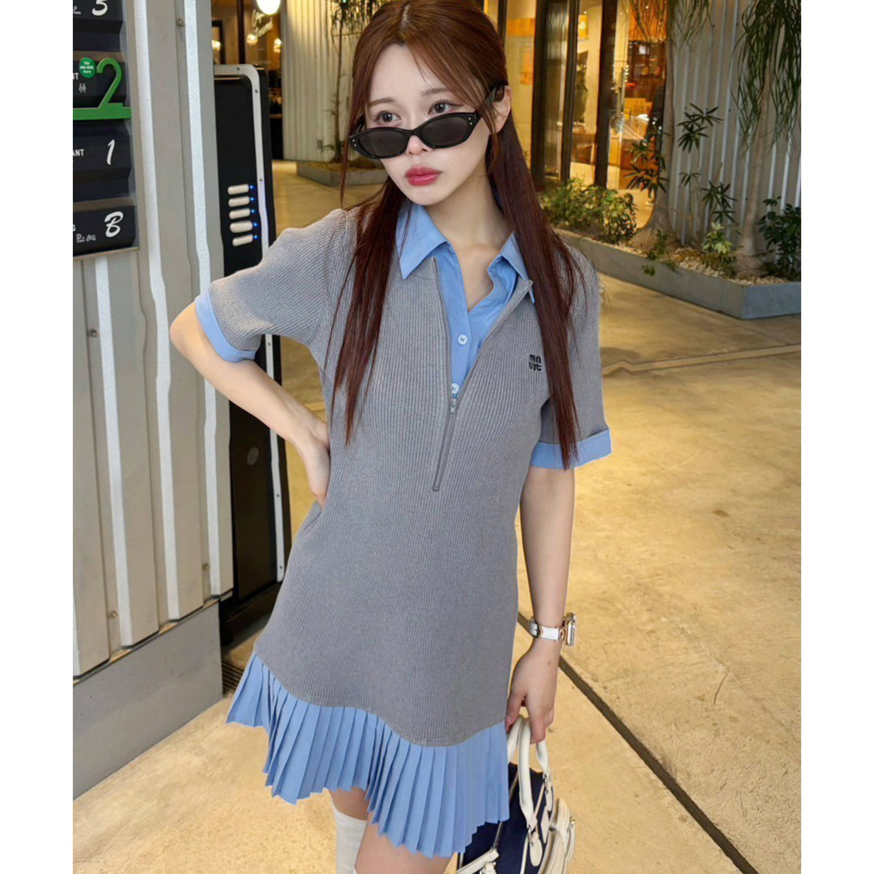 【Nono企画】ドッキングプリーツ半袖ワンピ Nono企画】ドッキングプリーツ半袖ワンピ | one after another NICE