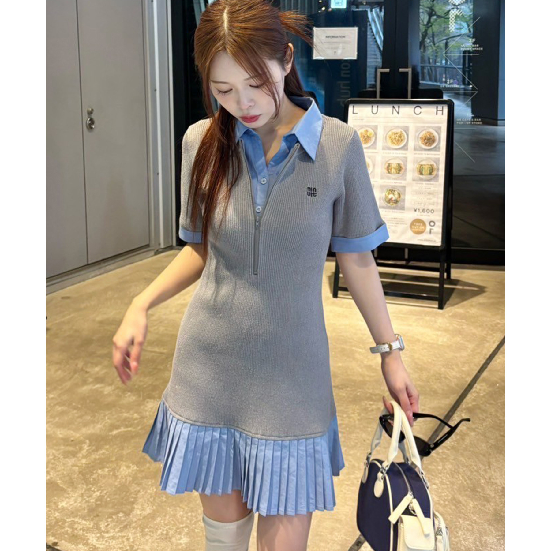 Nono企画 ドッキングプリーツミニワンピース Nono企画】ドッキングプリーツ半袖ワンピ | ファッション通販サイト NUGU