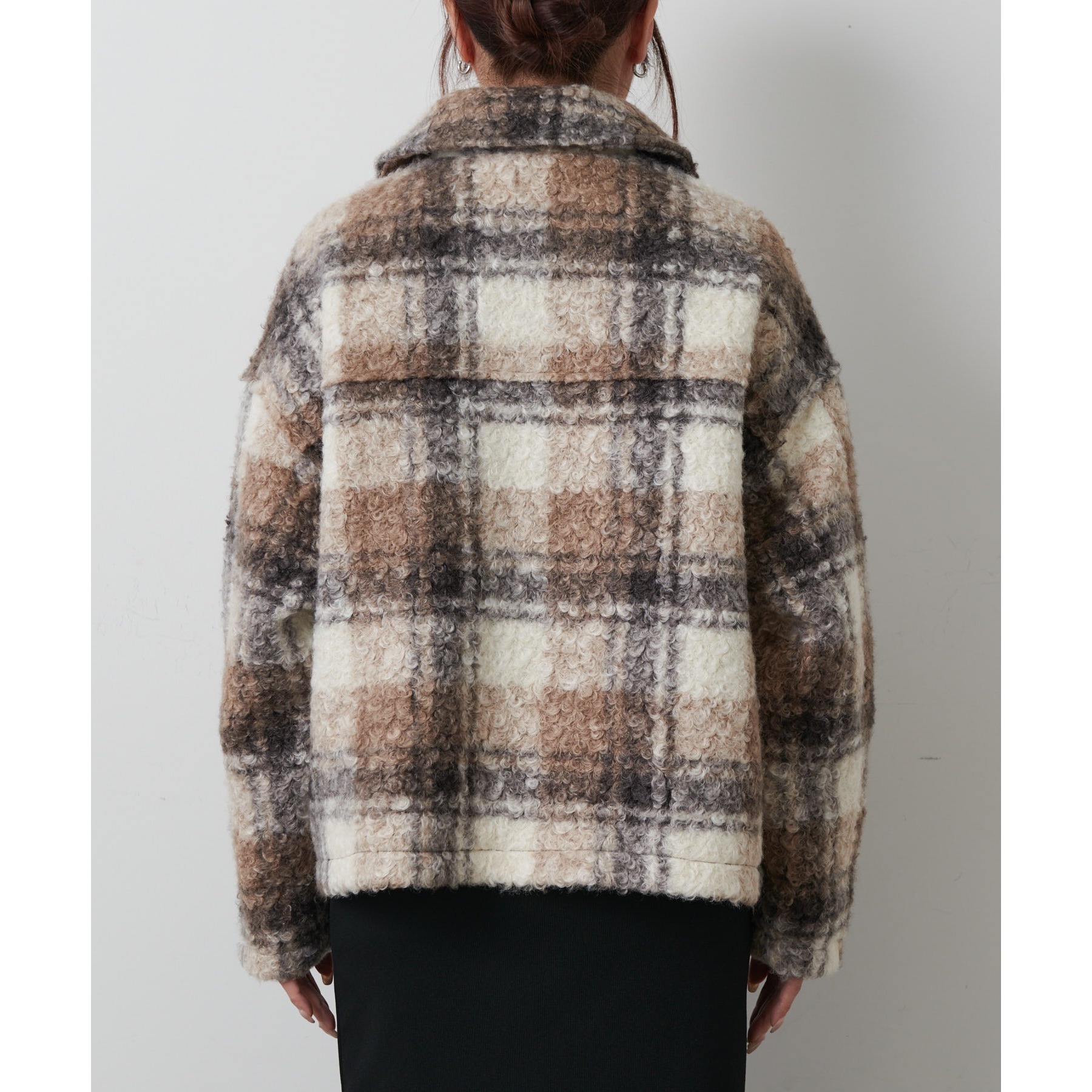 フェイクリングウールチェックZIPブルゾン | ファッション通販サイト NUGU