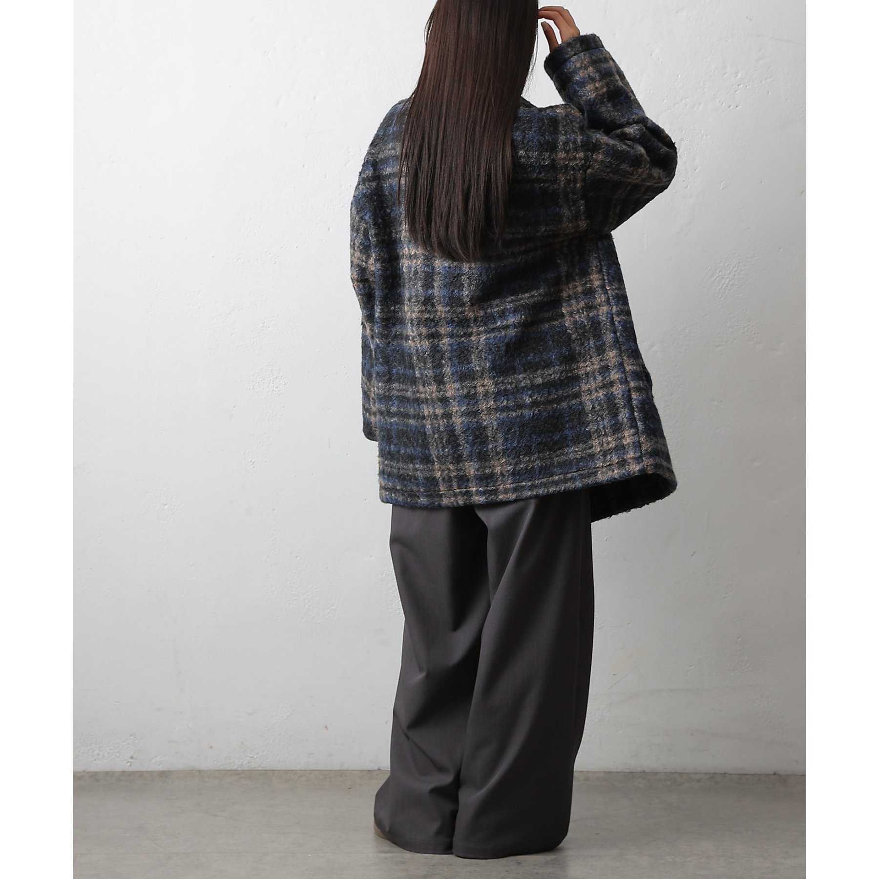 【美品/XL】トンボリーニ テーラードジャケット アンコン チェック ネイビー系 美品/XL】トンボリーニ テーラードジャケット アンコン チェック