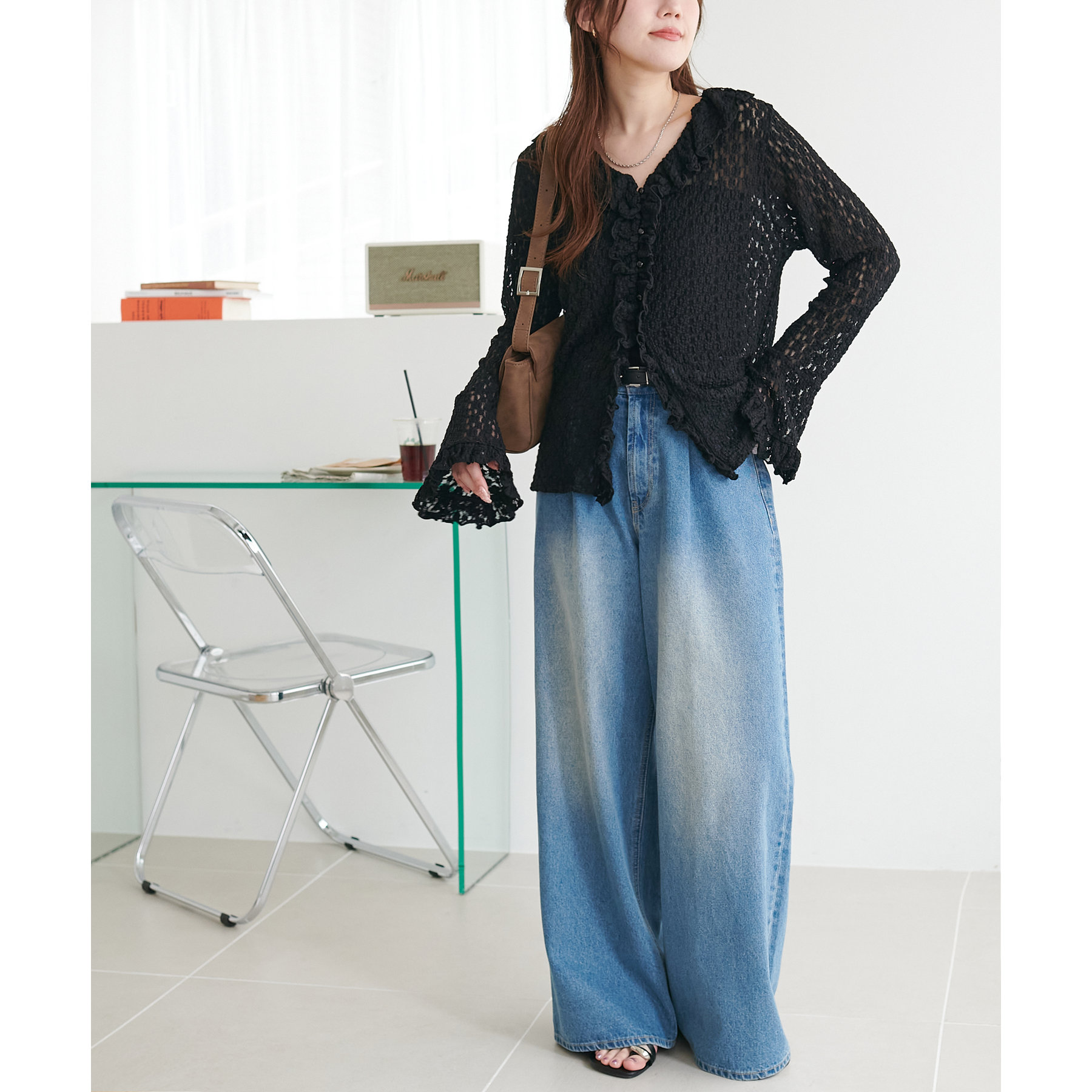 NOVESSEL レースカーディガン ユニセックス スーパーエアーニットロングカーディガン ユニセックス