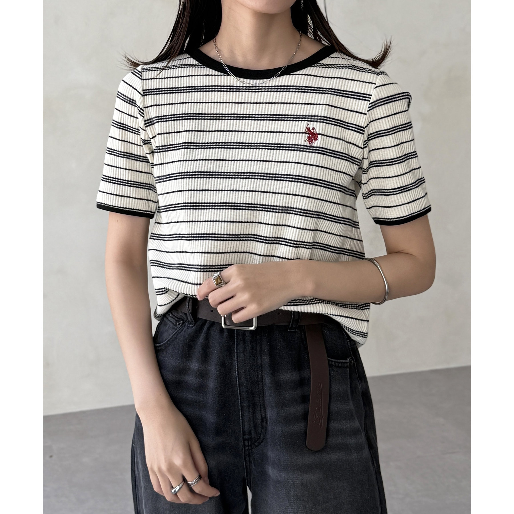 U.S. POLO ASSN.】クルーネック半袖リブT | ファッション通販