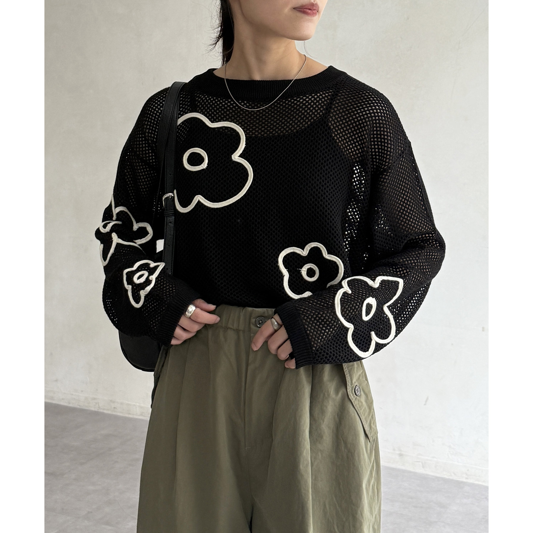 コード刺繍花柄メッシュニット | ファッション通販サイト NUGU
