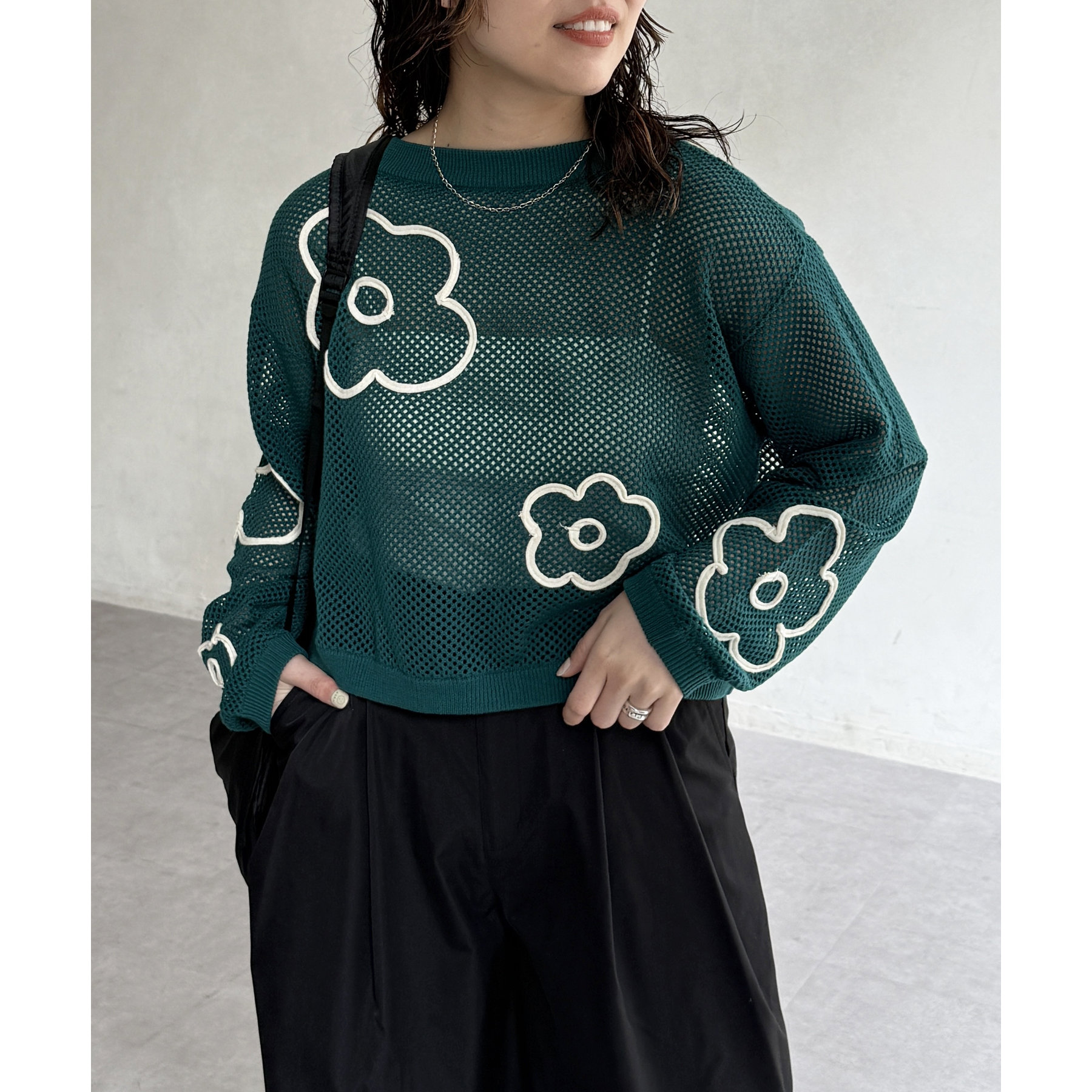 【お買得】 コード刺繍花柄メッシュニット NUGU ファッション通販サイト | ジャケット・アウター