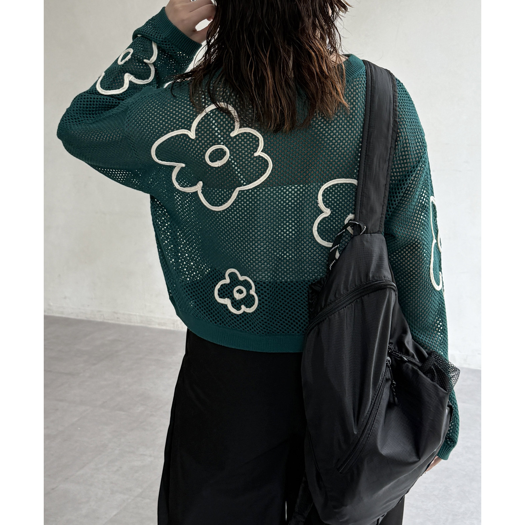 刺繍 ニットコート ジャケット アウター ウール 花柄 グレー トグル ワンフォークロージング 1111clothing ニットカーディガン