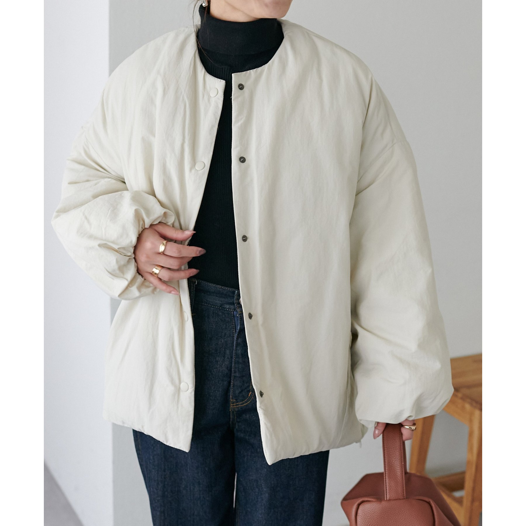 WEB限定】ノーカラー中綿ジャケット | ファッション通販サイト NUGU