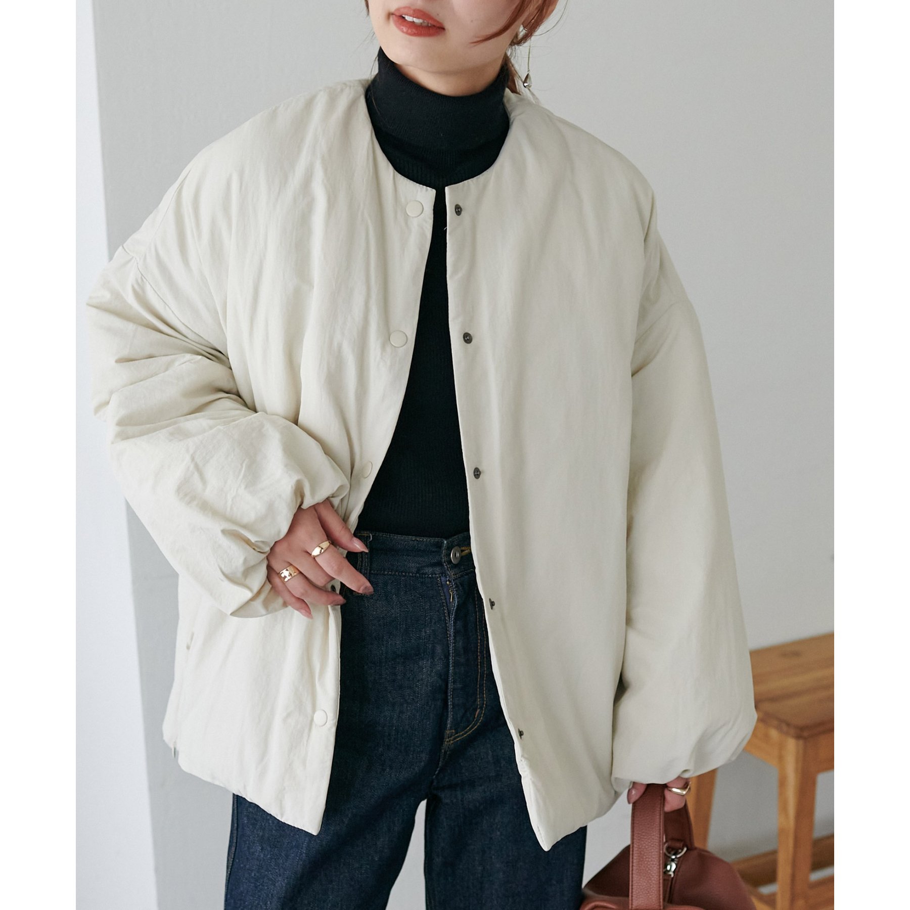 WEB限定】ノーカラー中綿ジャケット | ファッション通販サイト NUGU