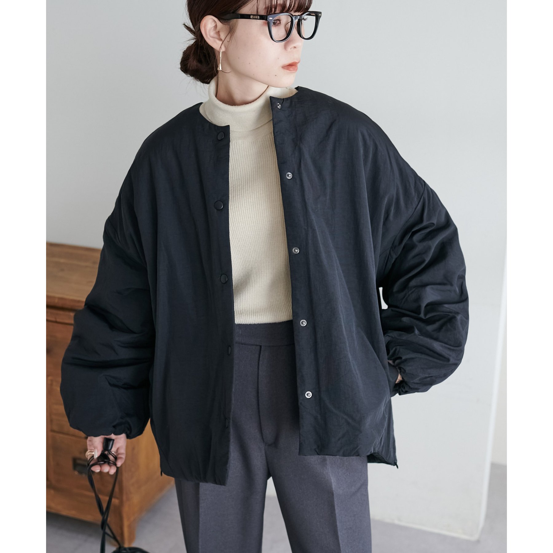 WEB限定】ノーカラー中綿ジャケット | ファッション通販サイト NUGU