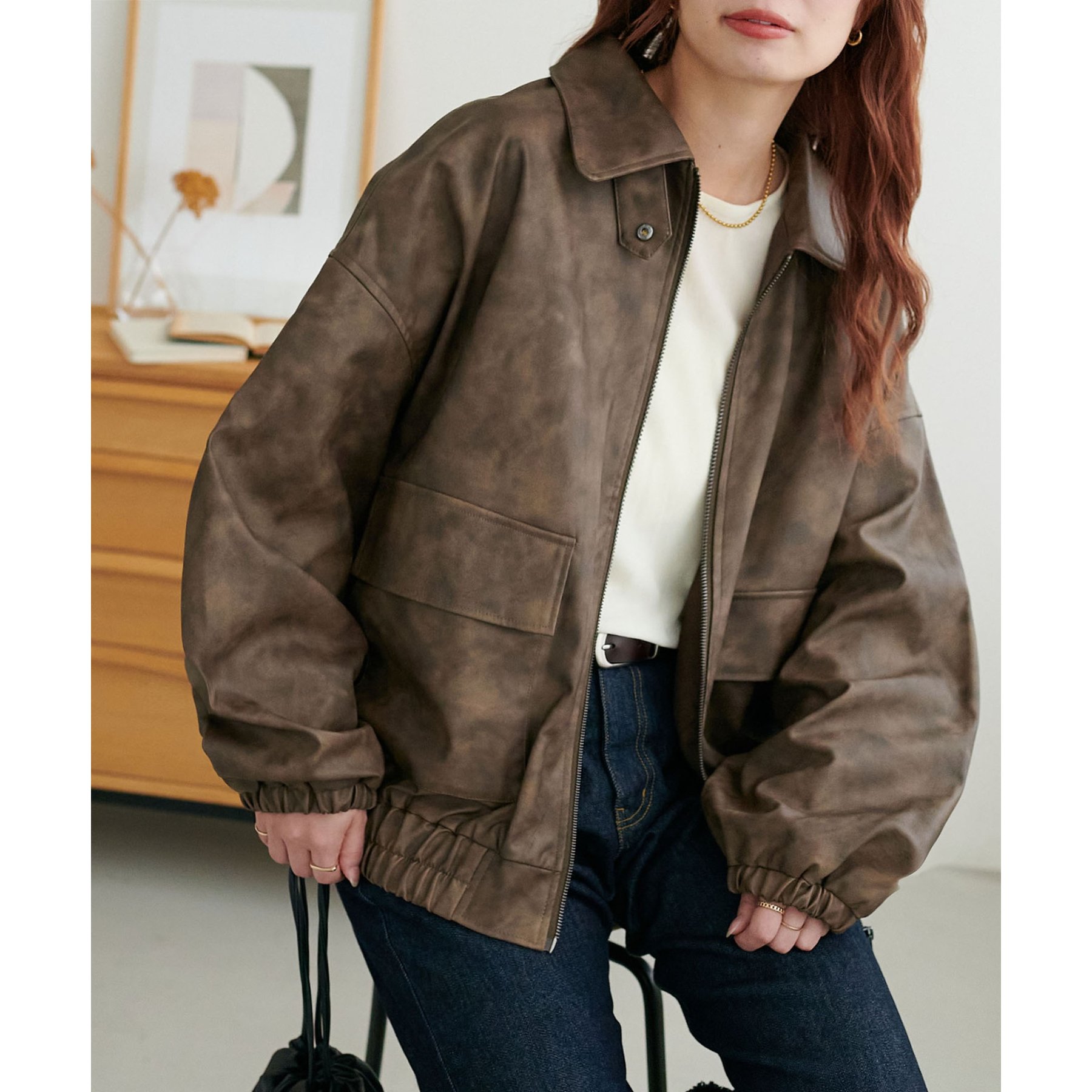 WEB限定】オーバーフェイクレザーブルゾン | ファッション通販サイト NUGU