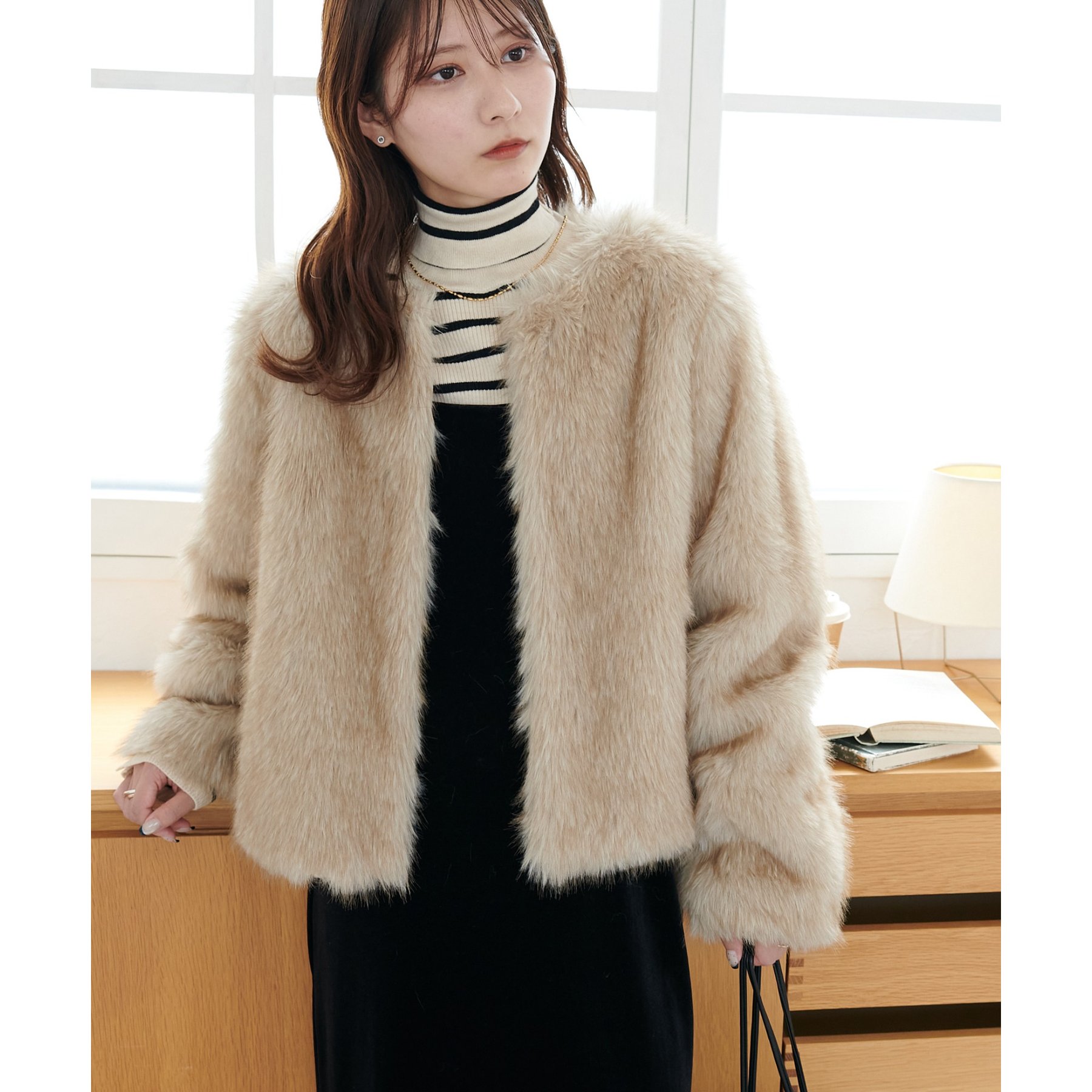 WEB限定】ノーカラーファージャケット | ファッション通販サイト NUGU