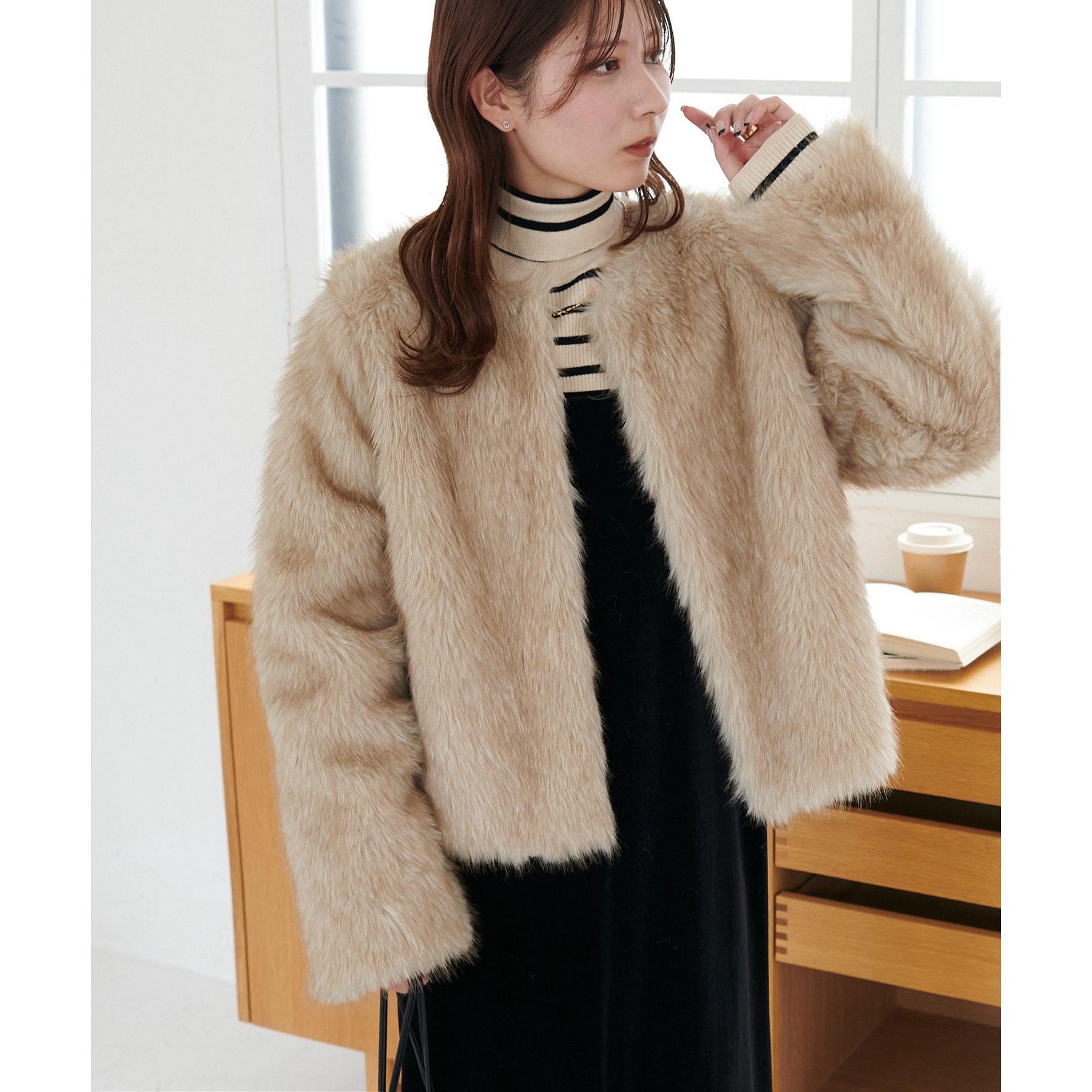 WEB限定】ノーカラーファージャケット | ファッション通販サイト NUGU