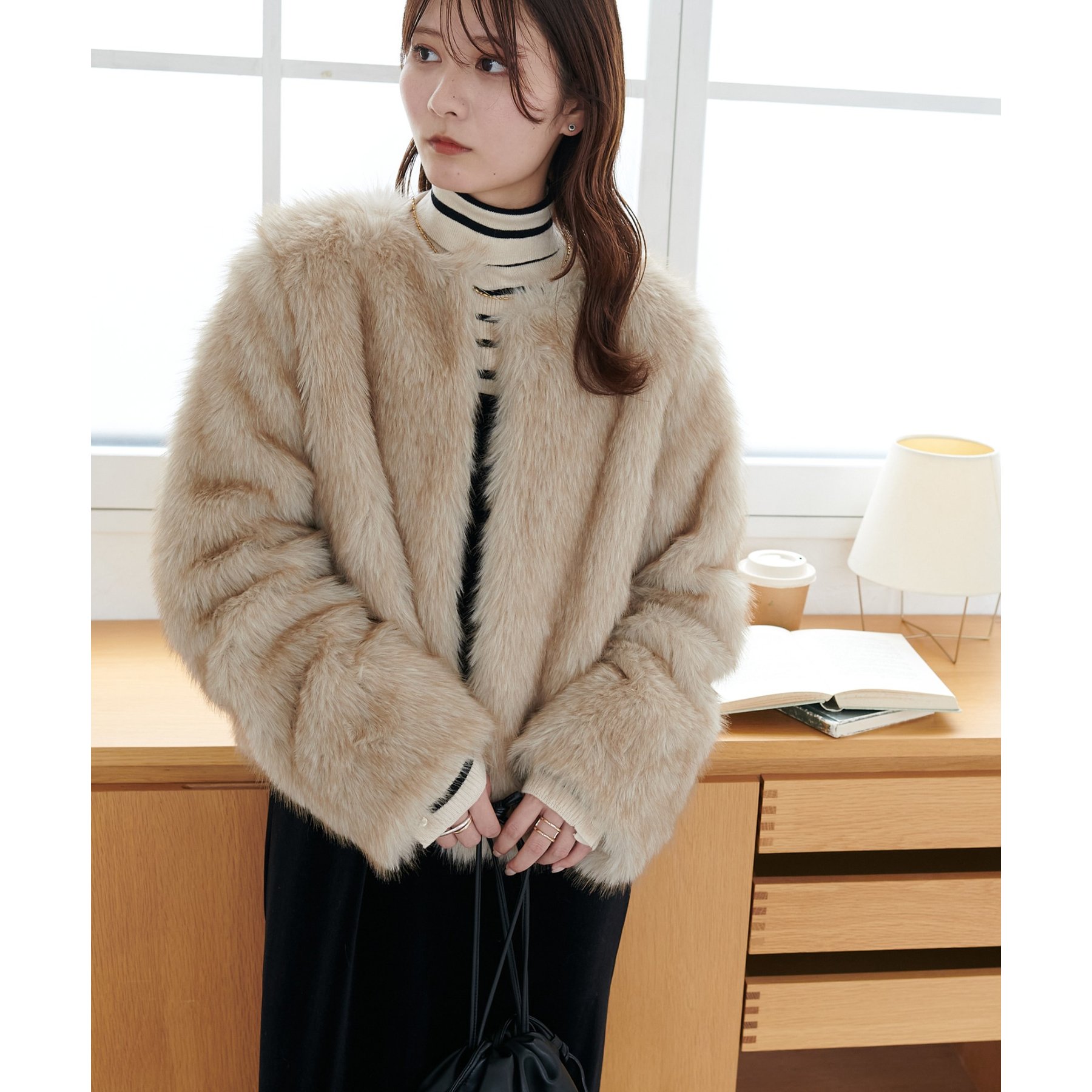 WEB限定】ノーカラーファージャケット | ファッション通販サイト NUGU